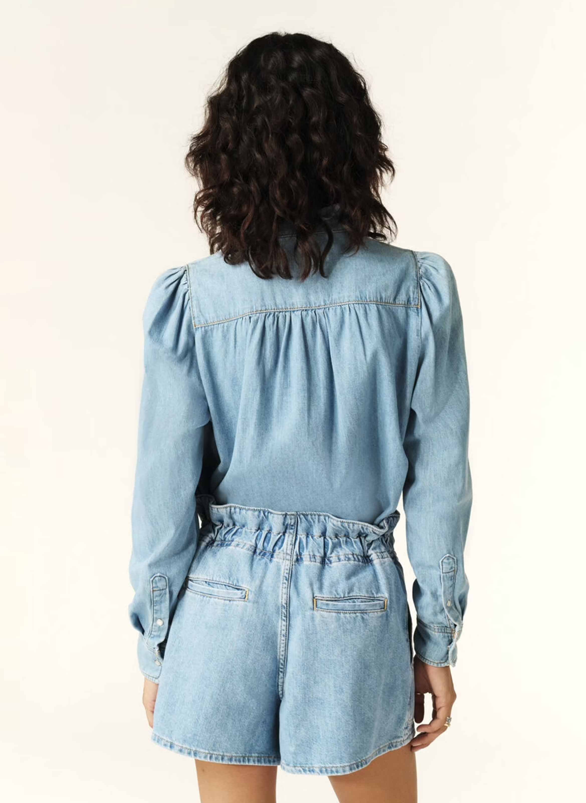 Short large taille haute en coton mabo BA&SH Bleu