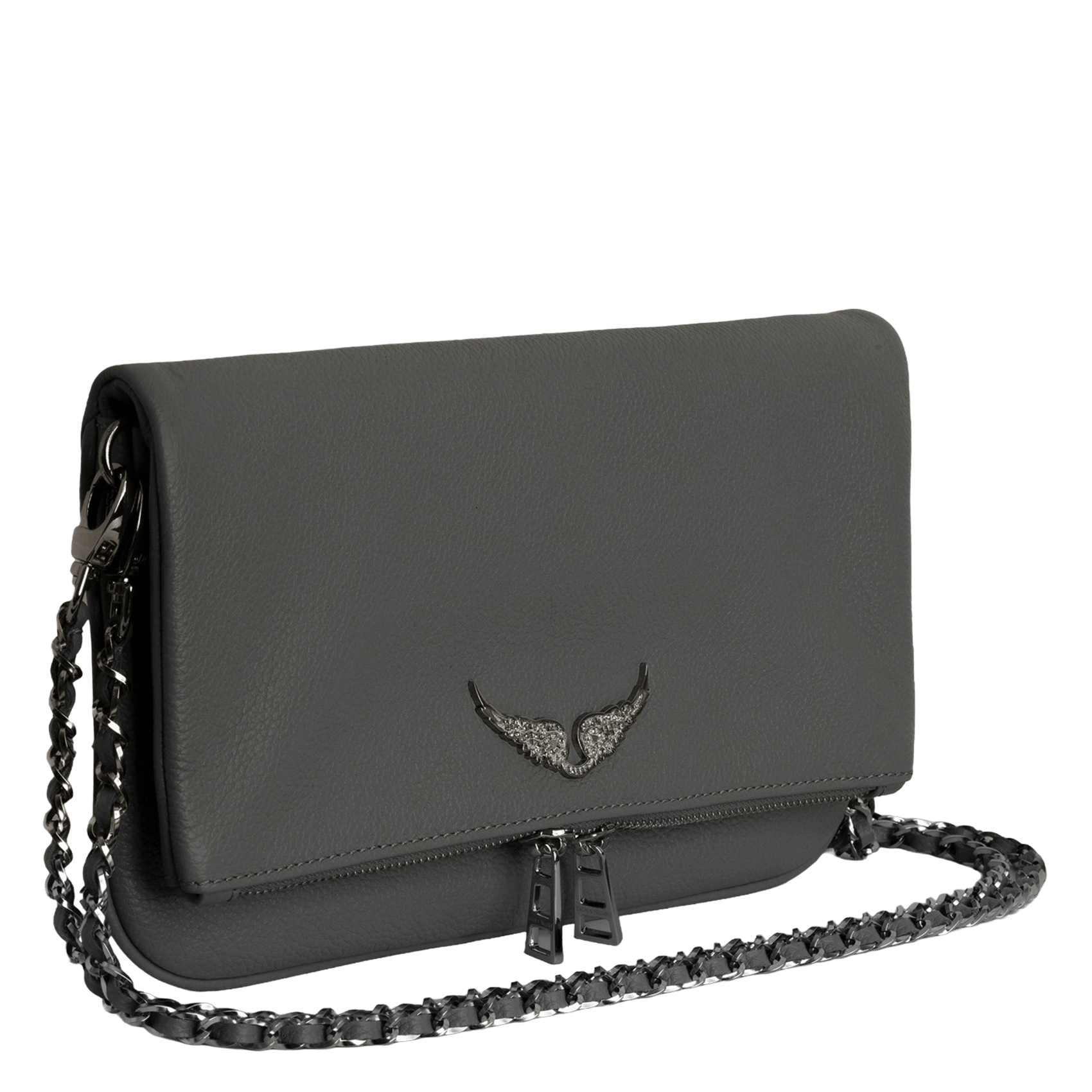 Pochette à rabat bandoulière en cuir rock mini | Gris ZADIG&VOLTAIRE Femme