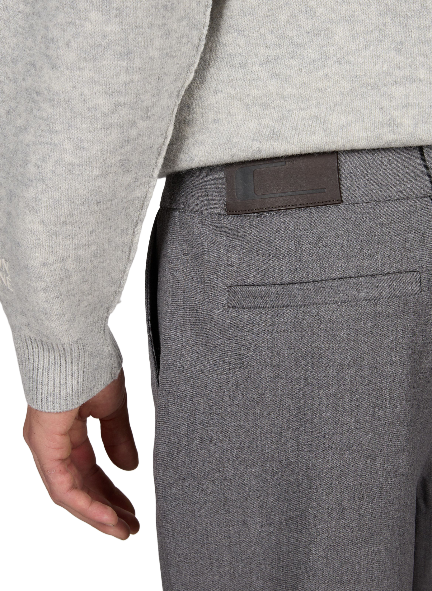 Einfarbige Wide-Leg-Hose aus Wolle CARRER Grau