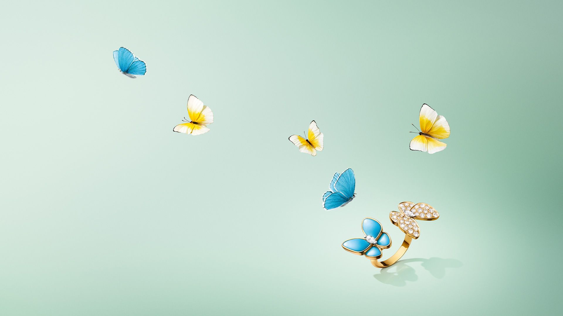 Van Cleef & Arpels, Collection deux papillons, papillons, joaillerie, diamants, turquoise 