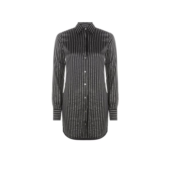 Robe rayé à strass en soie