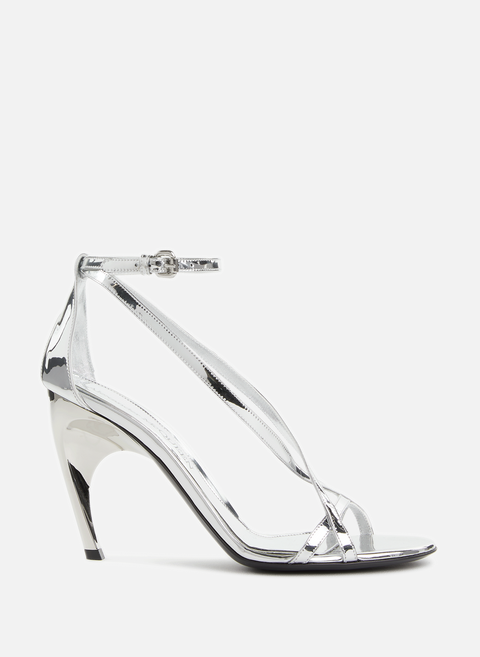 Silver lacquered heeled sandalsALEXANDER MCQUEEN 