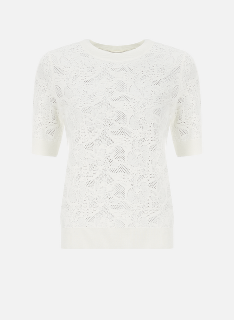 Embroidered top in wool and silk WhiteCHLOÉ 