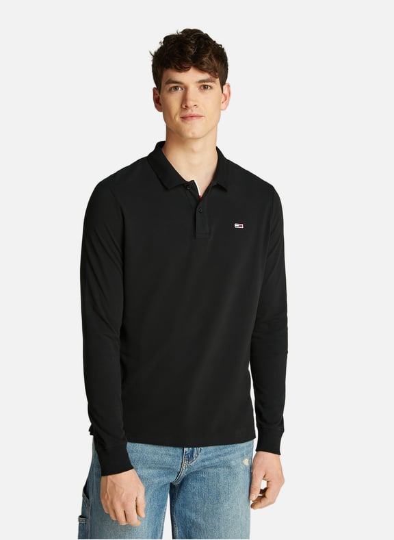 Polo manches longues à logo Noir by TOMMY HILFIGER TOMMY HILFIGER Polo manches longues à logo Noir