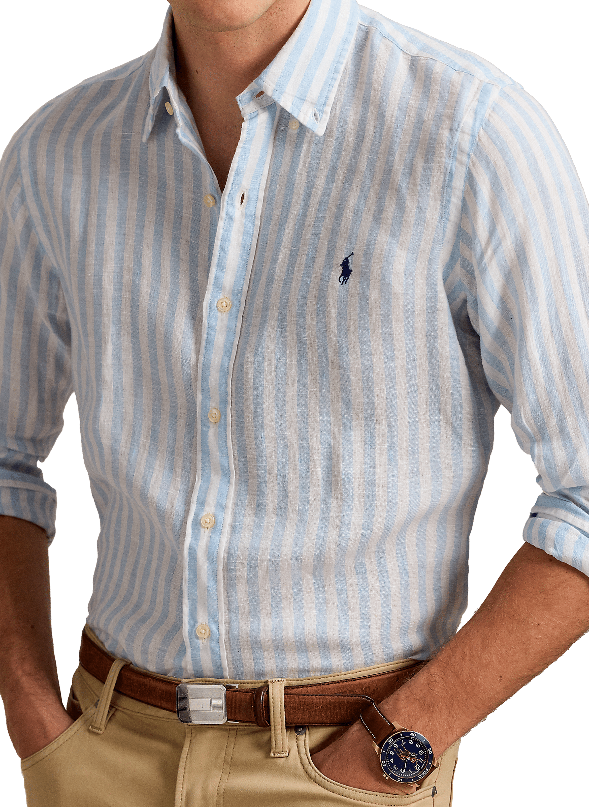 Striped linen shirt POLO RALPH LAUREN Blue