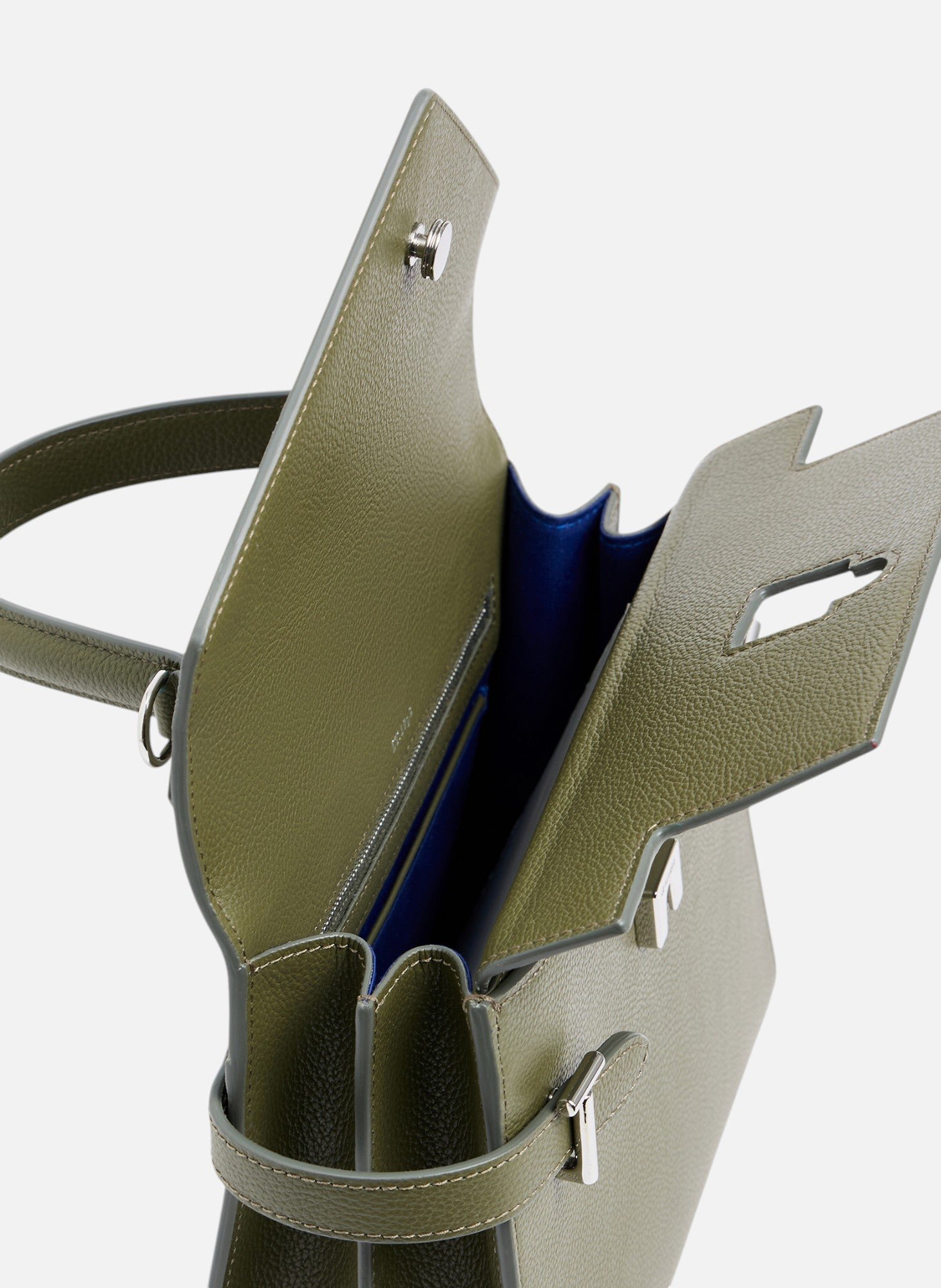 Sac à main double rabat moyen modèle emilie en cuir grainé LE TANNEUR Vert