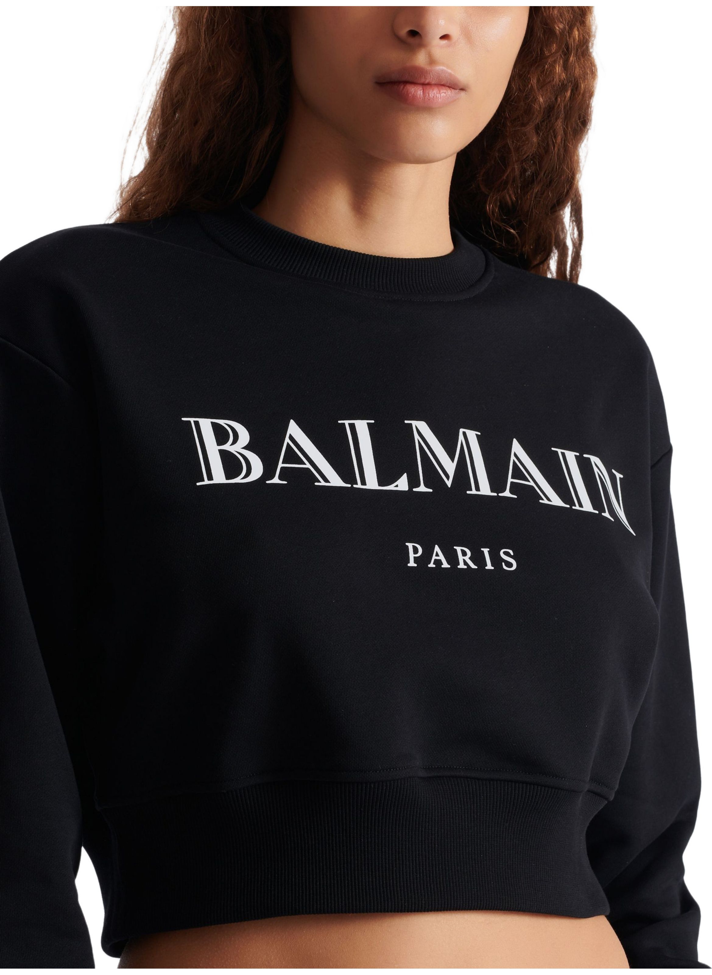 Sweat-shirt à col ras du cou imprimé balmain BALMAIN Noir