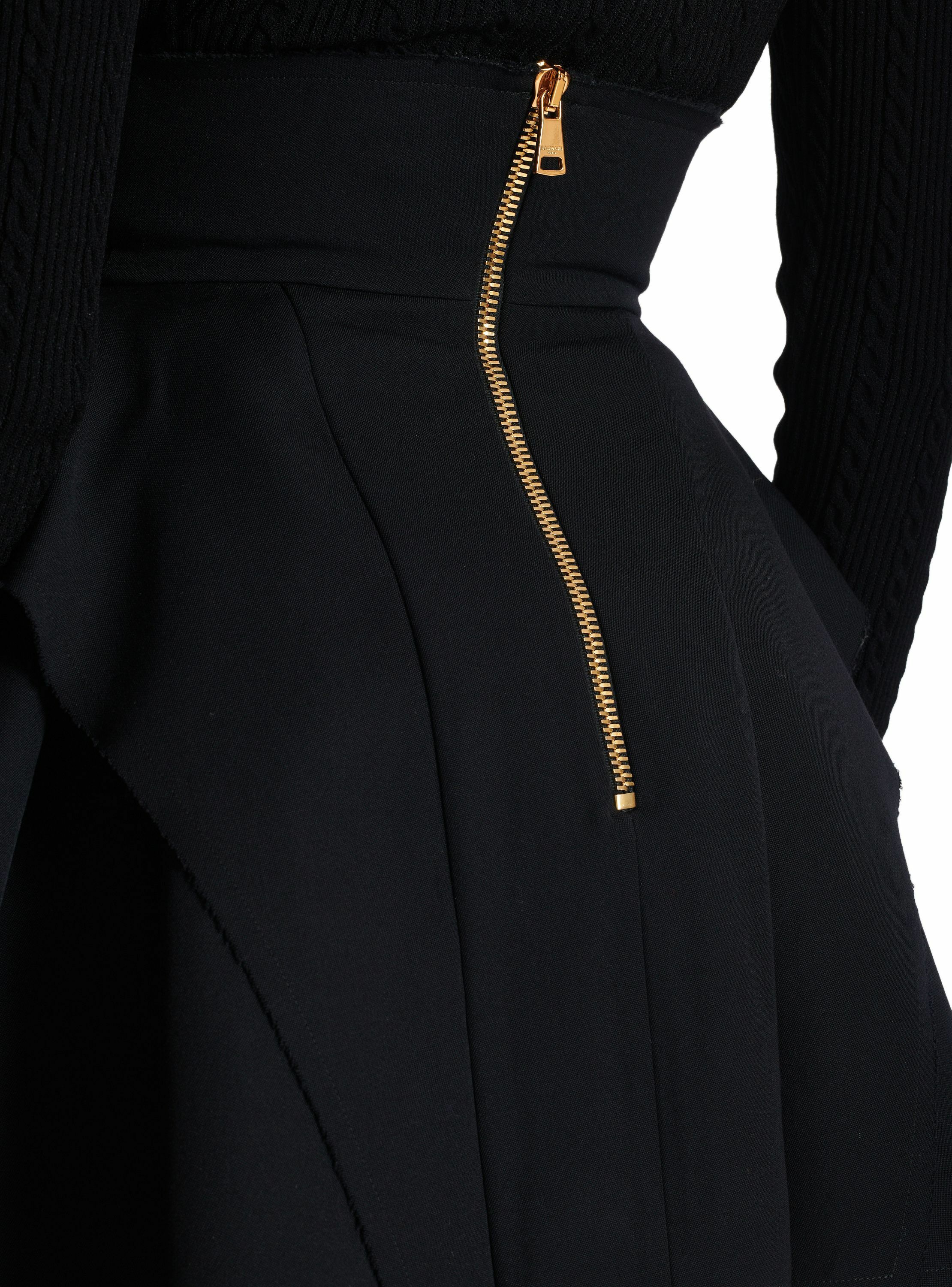 Jupe taille haute en grain de poudre BALMAIN Noir