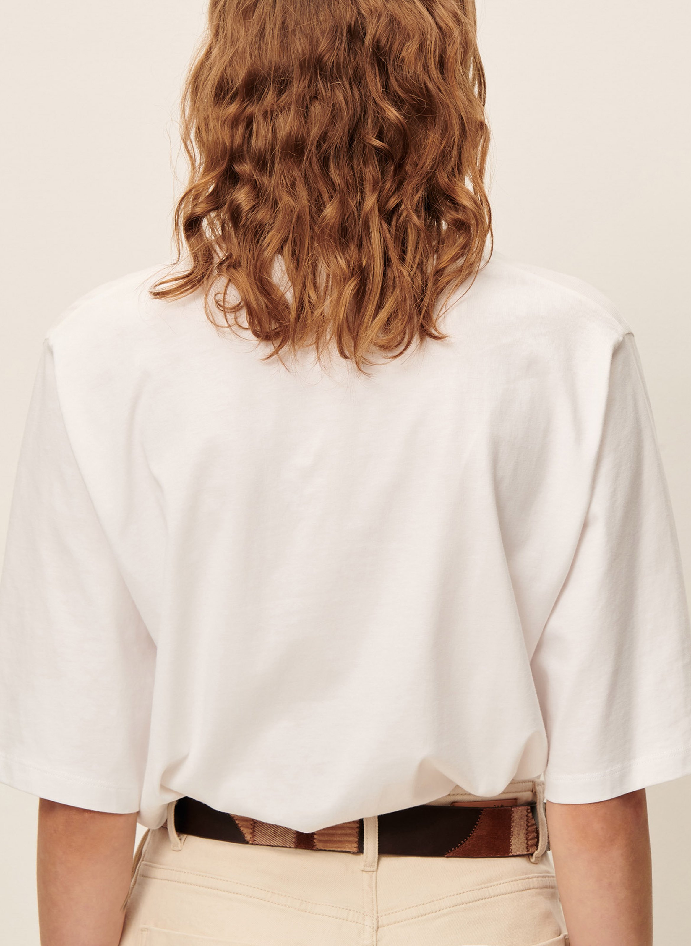 Tee-shirt ample à col rond en coton serge SESSUN Blanc