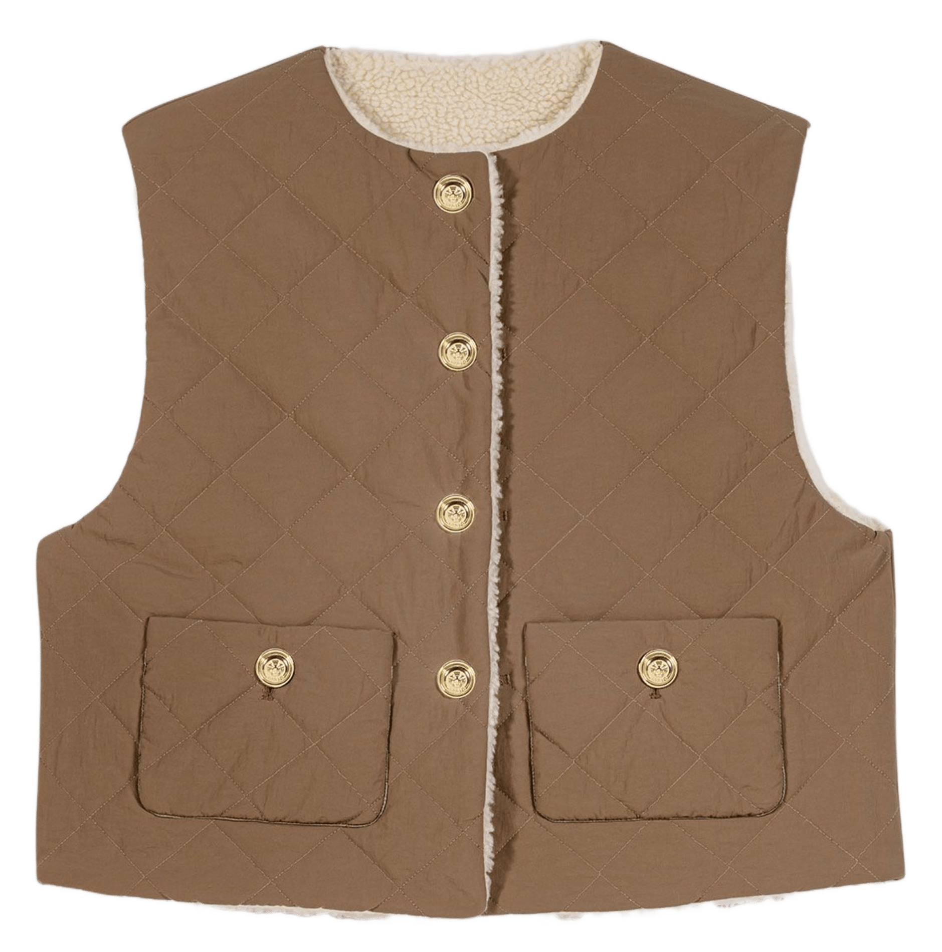Veste col rond en sherpa MAJE Beige