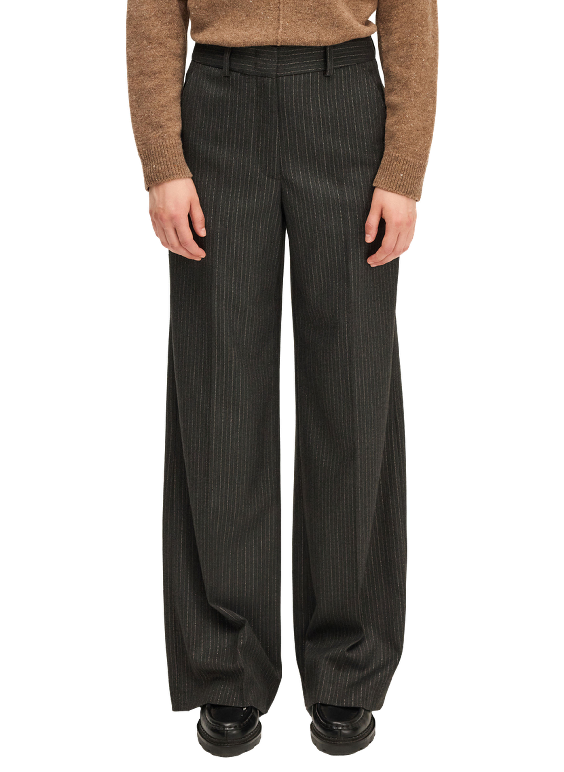 Pantalon large à fines rayures et lurex - clem PABLO Gris