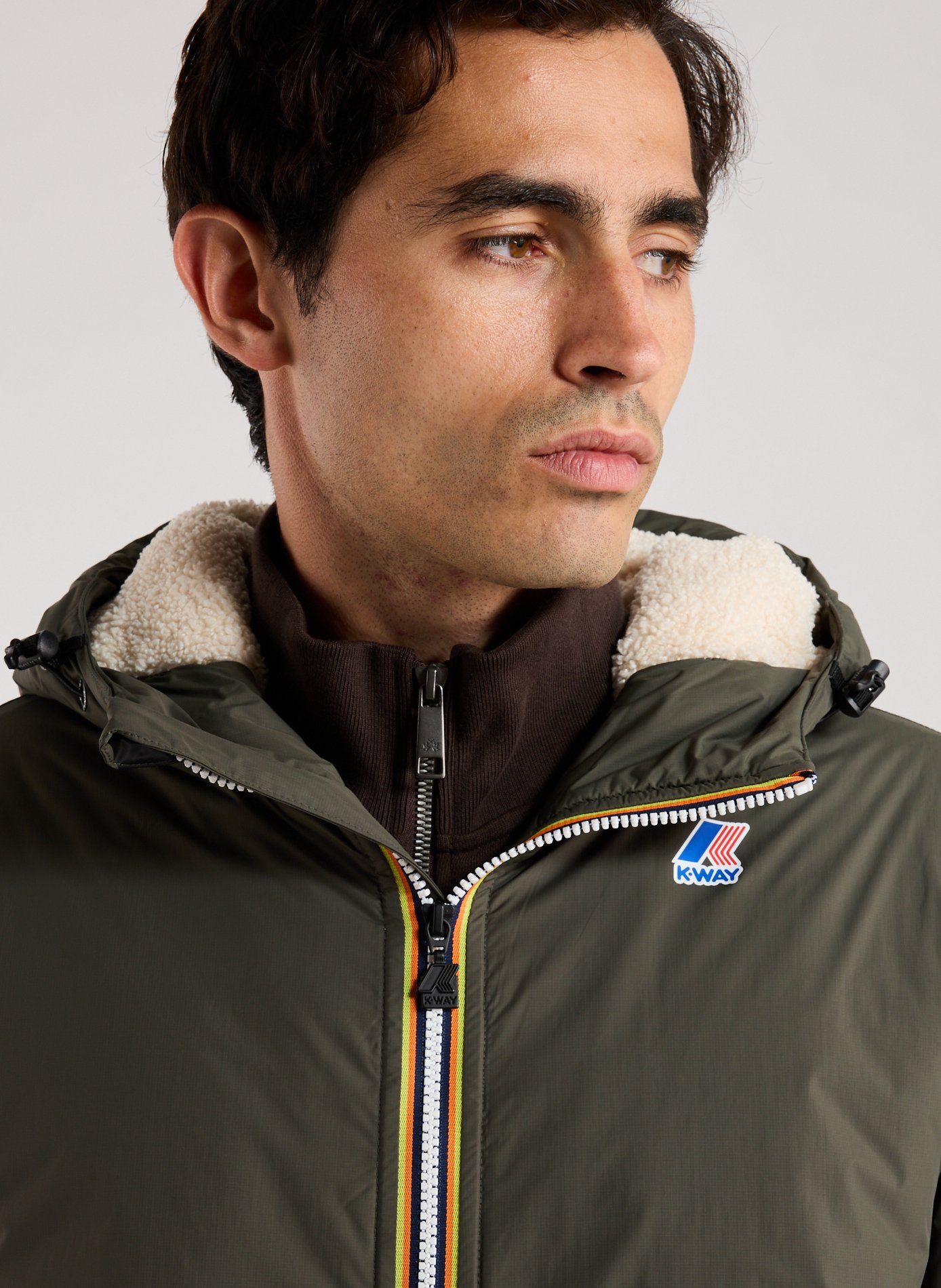 Straight hooded parka K-WAY Khaki