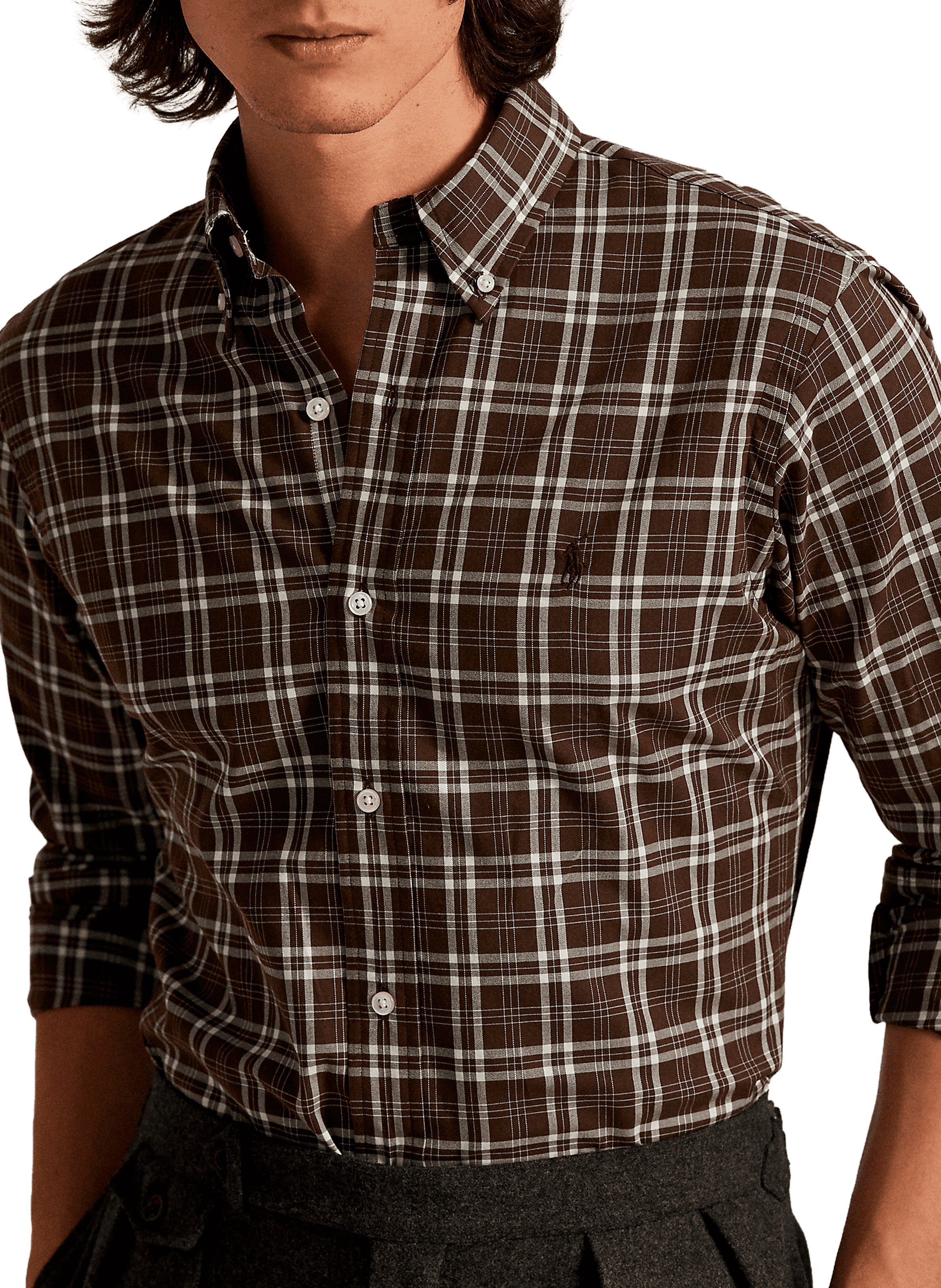 Chemise col américain à carreaux en coton POLO RALPH LAUREN Multicolore