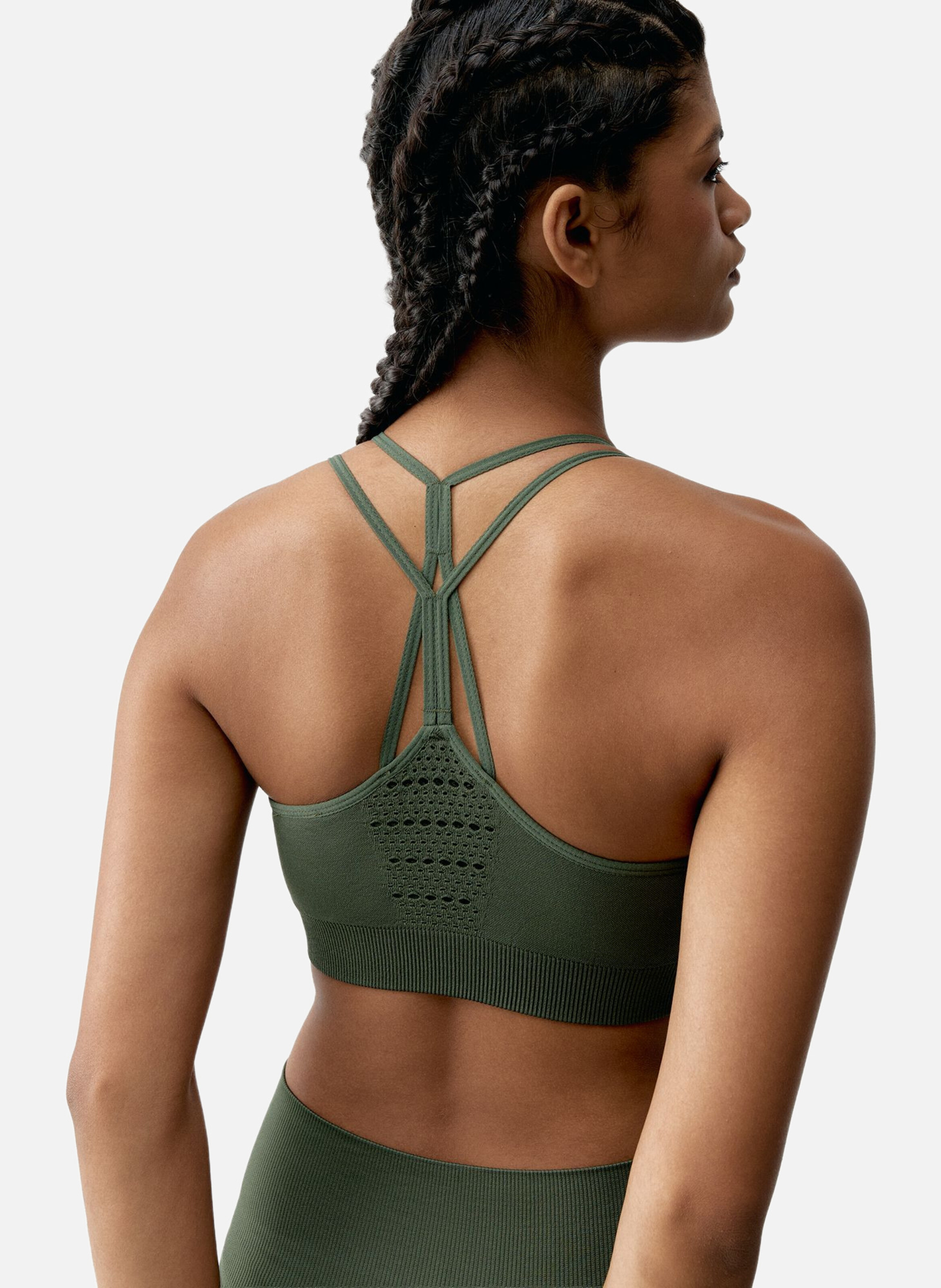Brassière de sport seamless fixation moyenne hatha BORN LIVING YOGA Kaki