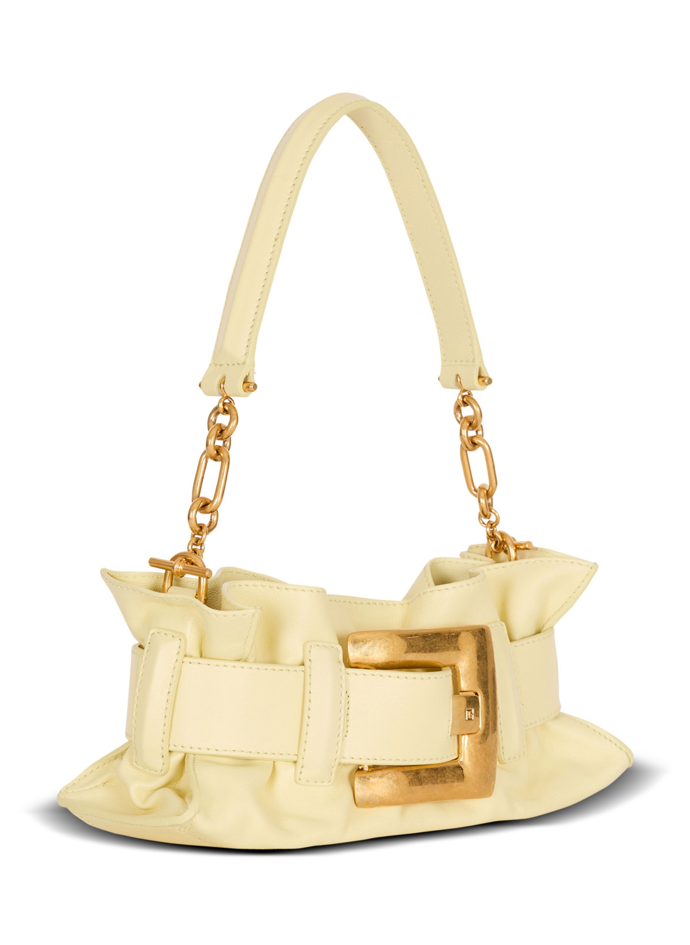 Sac anthem mini shoulder en cuir de veau BALMAIN Jaune
