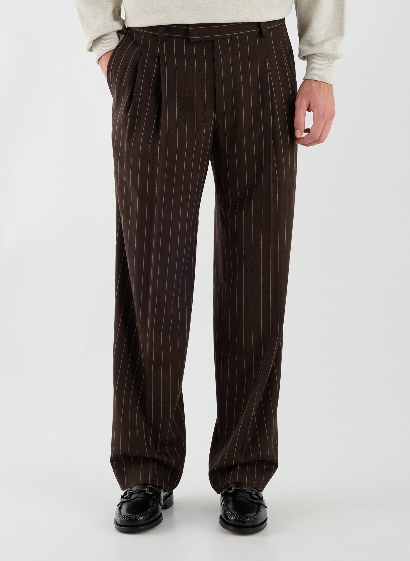 Pinstriped wool blend trousers DROLE DE MONSIEUR Brown