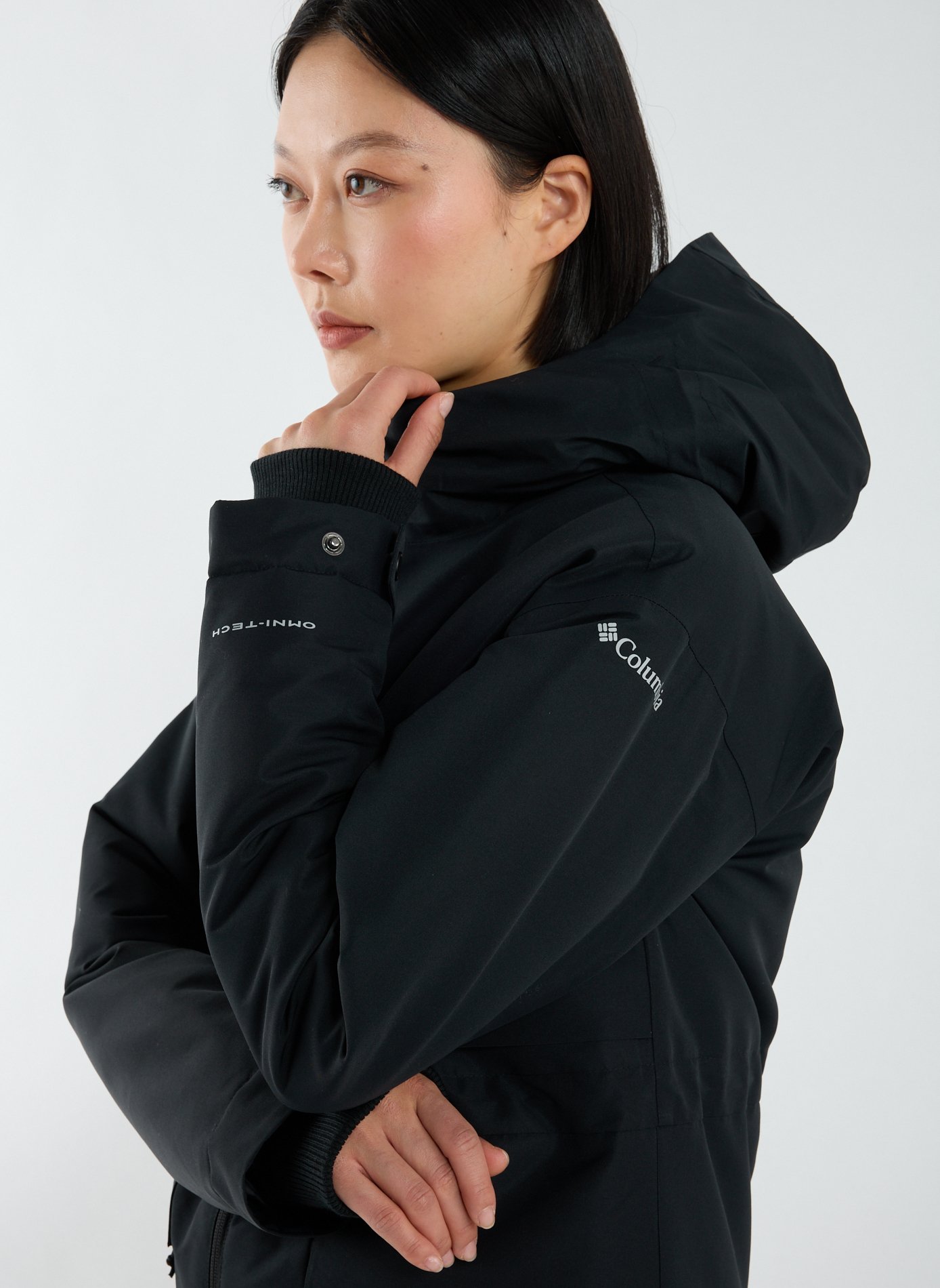 Mid-length hooded jacket COLUMBIA Black