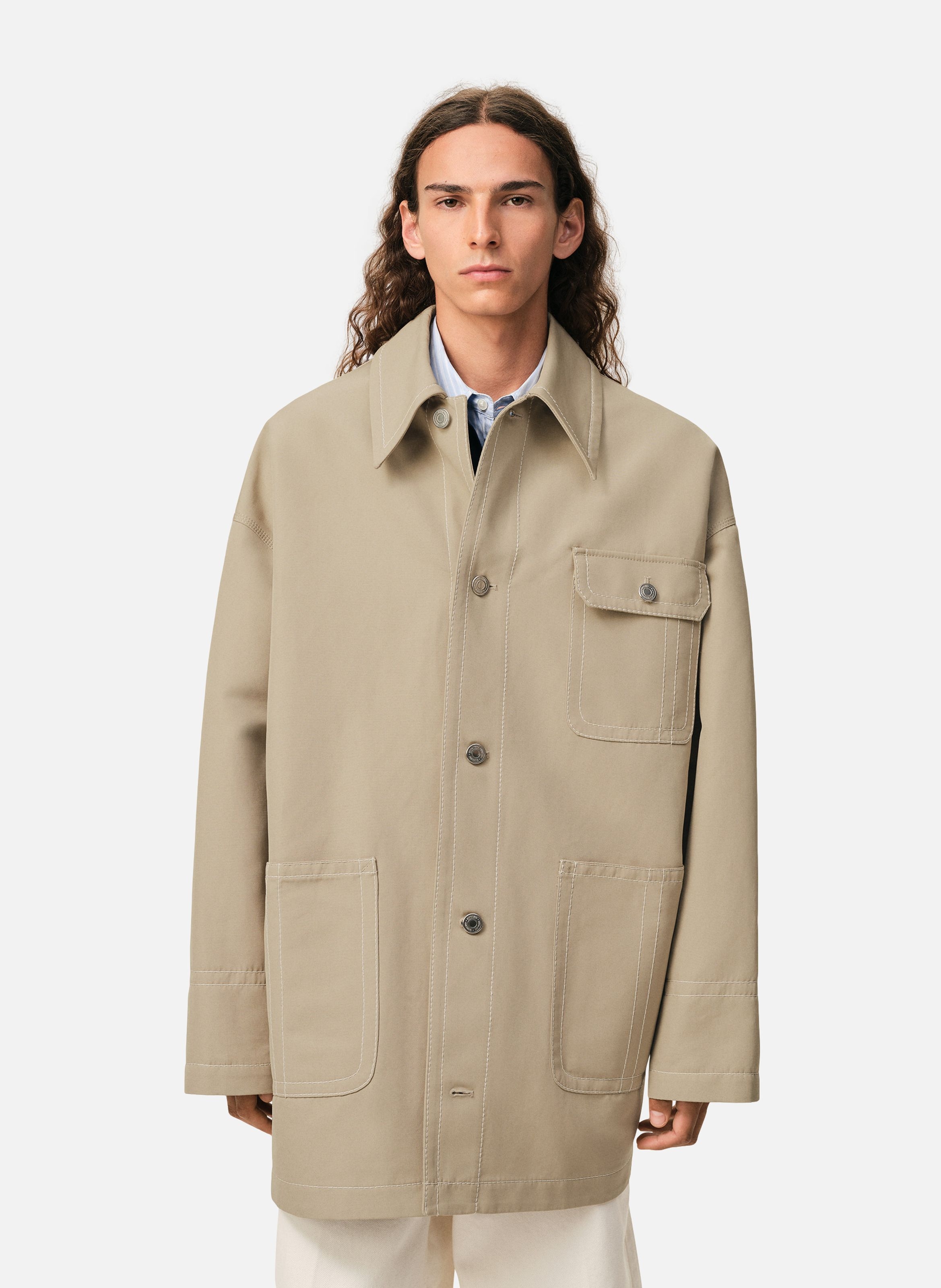 Veste worker unisexe en coton AMI PARIS Beige