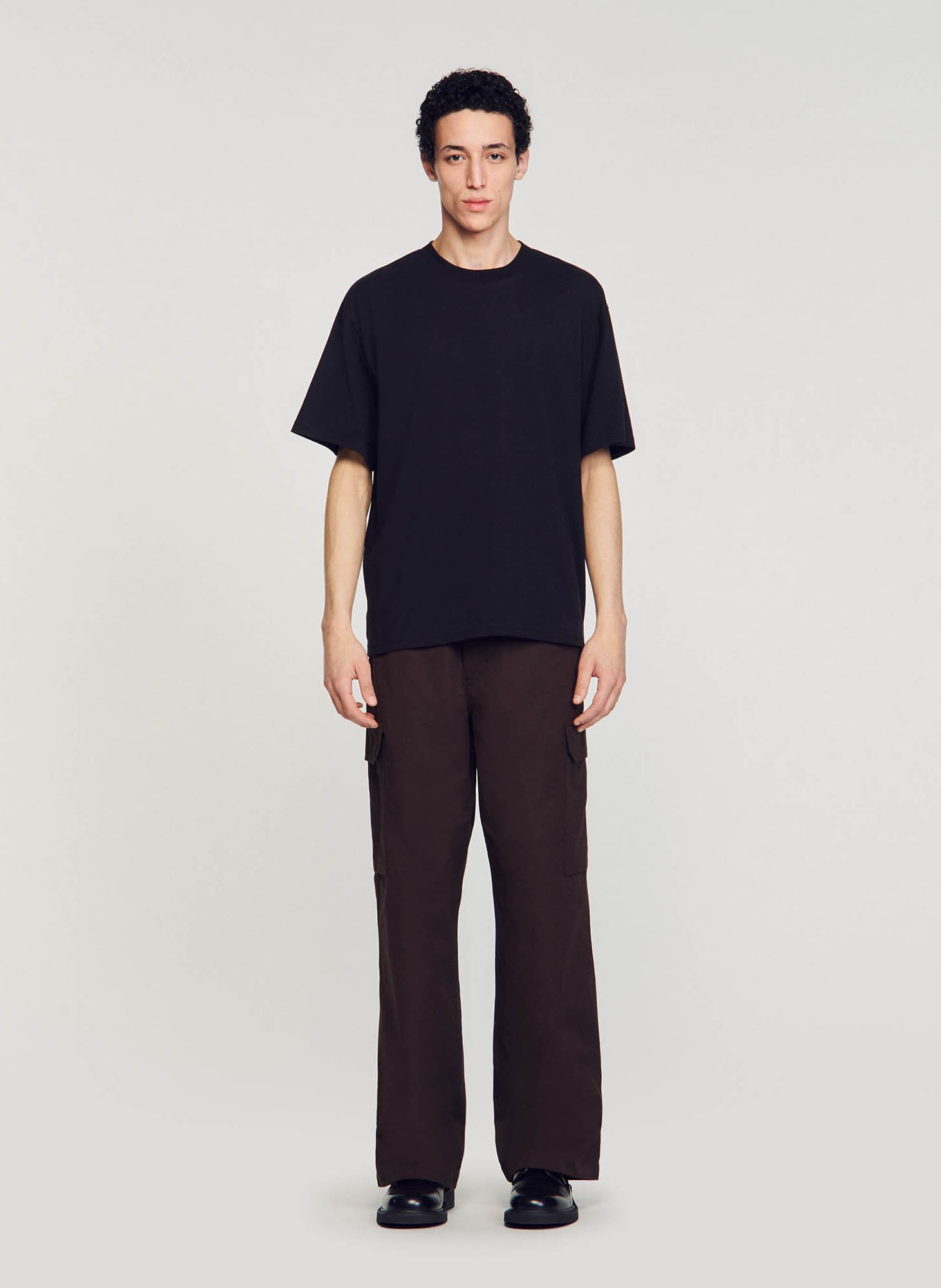Tee-shirt oversize col rond en coton SANDRO Noir