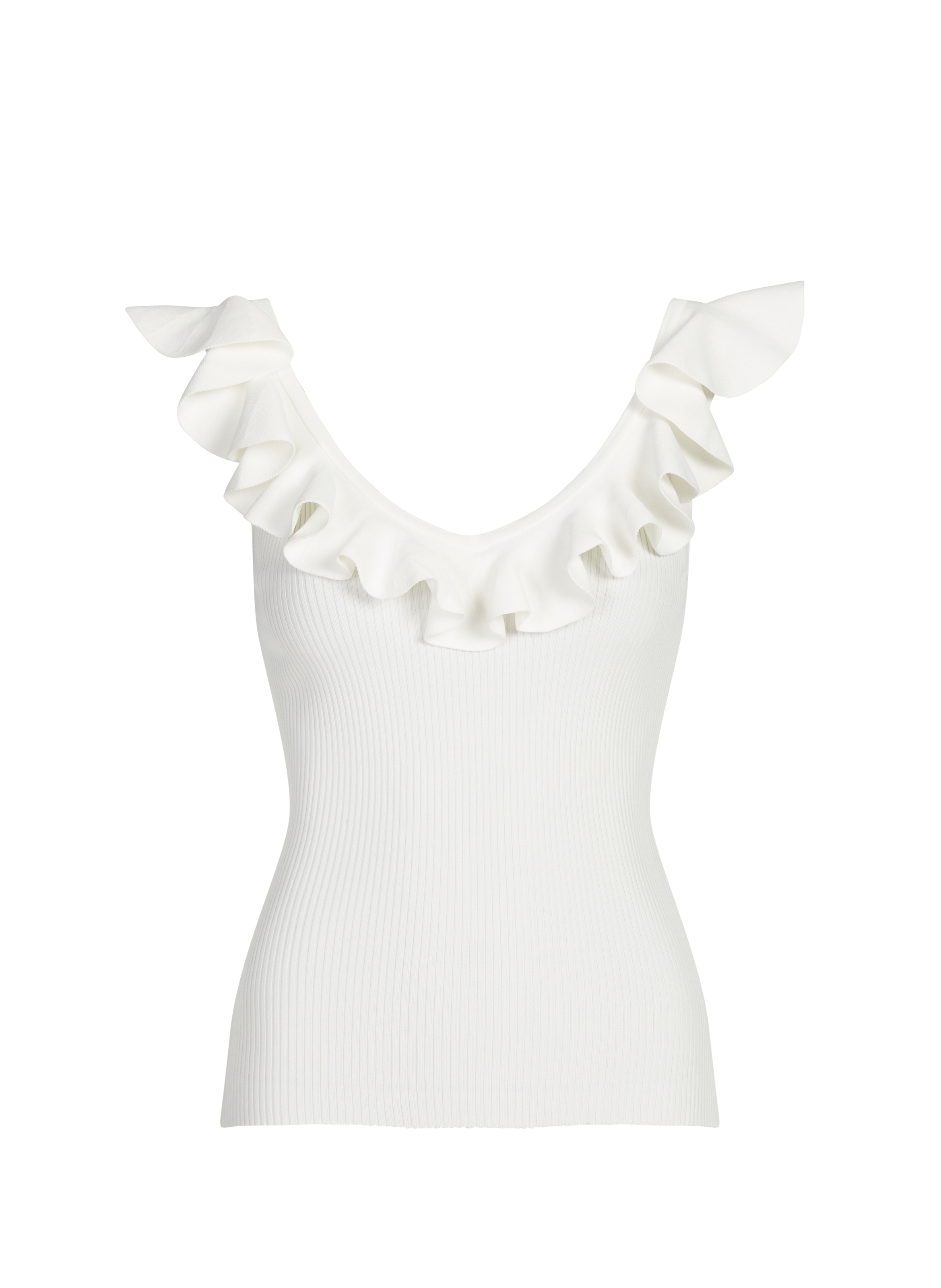 Ruffled V-neck tank top ZIMMERMANN White