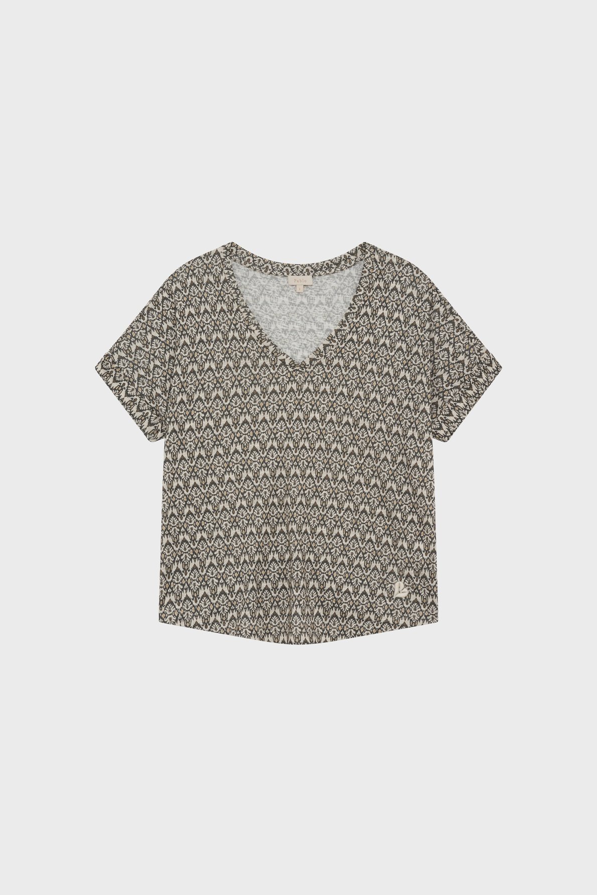 T-shirt v imprimé en coton - tialy PABLO Beige