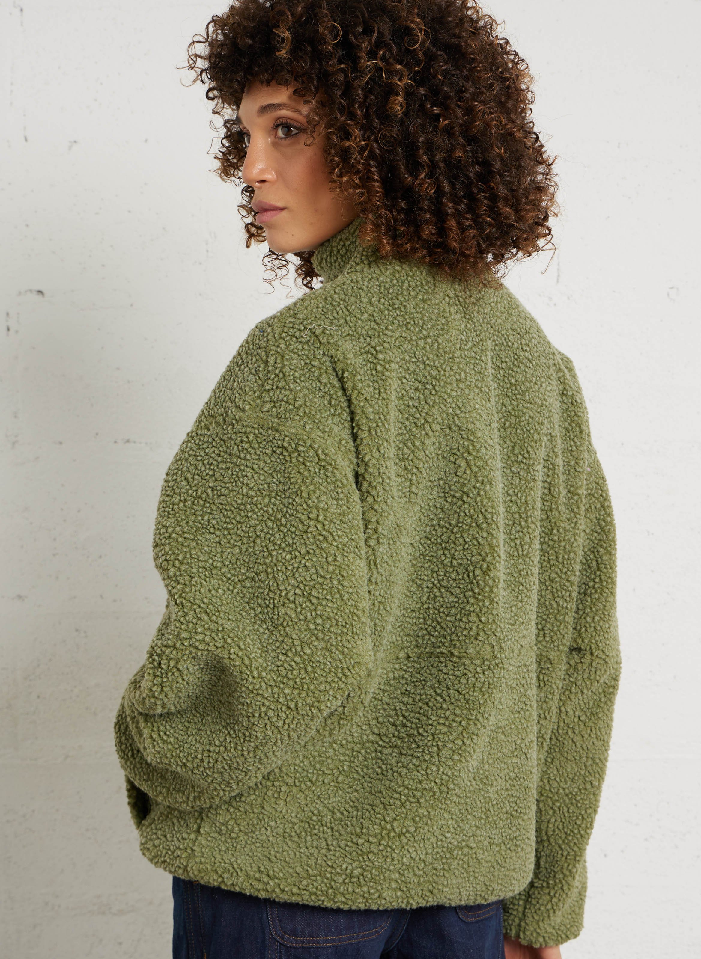 Veste ample zippée à col montant polaire hoktown AMERICAN VINTAGE Vert