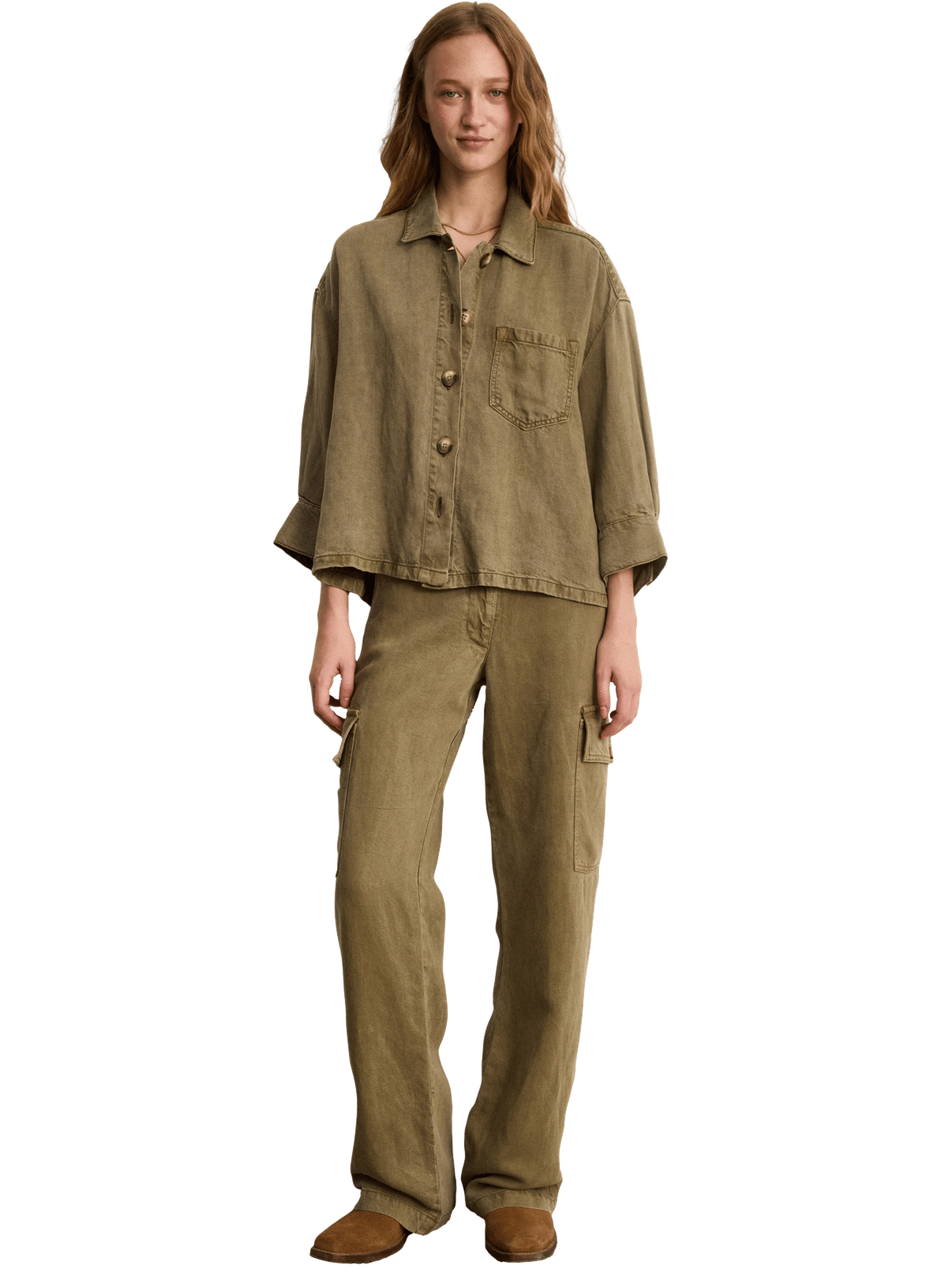 Surchemise fluide en lyocell et lin - manelle PABLO Vert