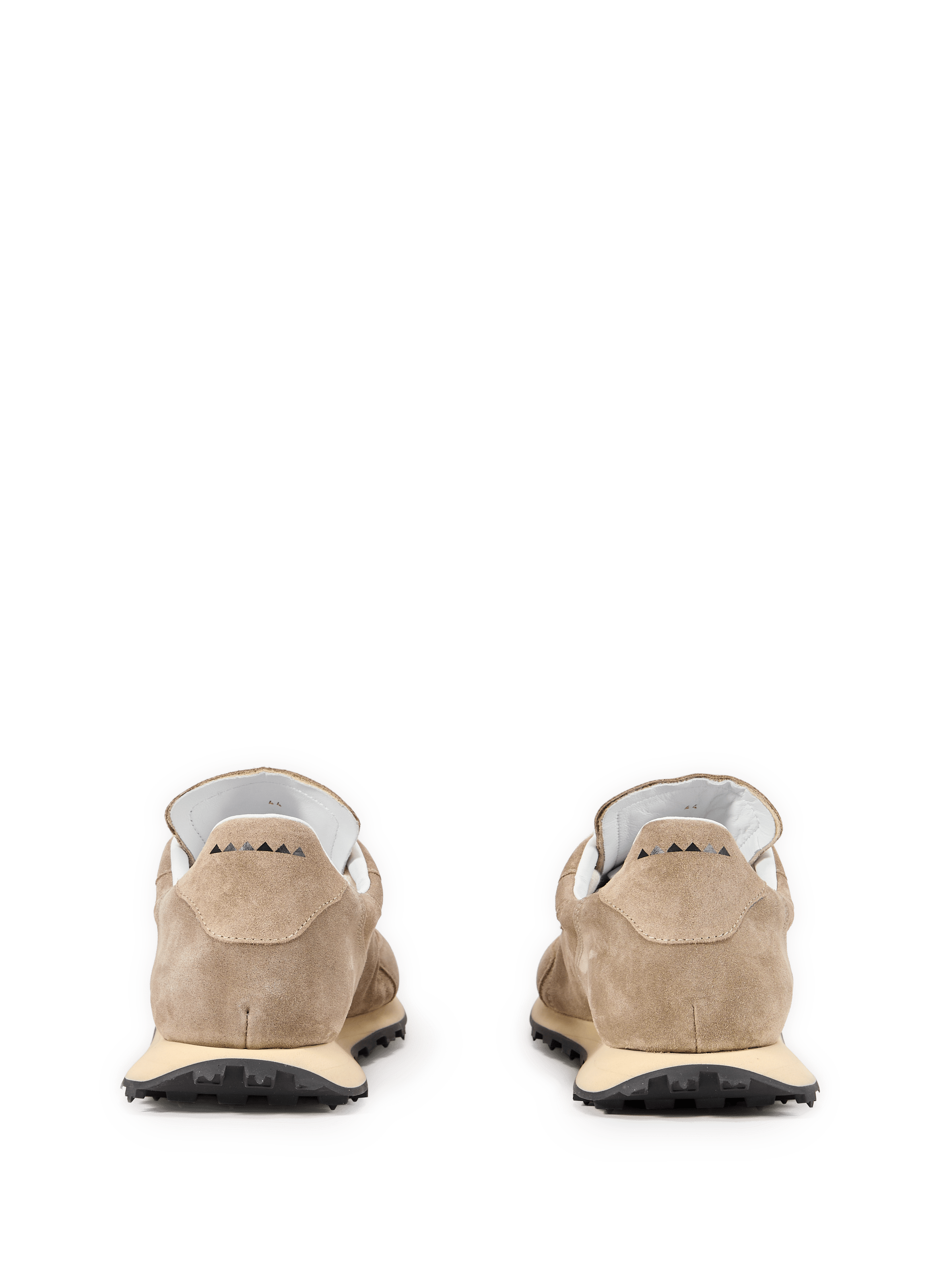 Serrated leather mixed sneakers RUN OF Beige