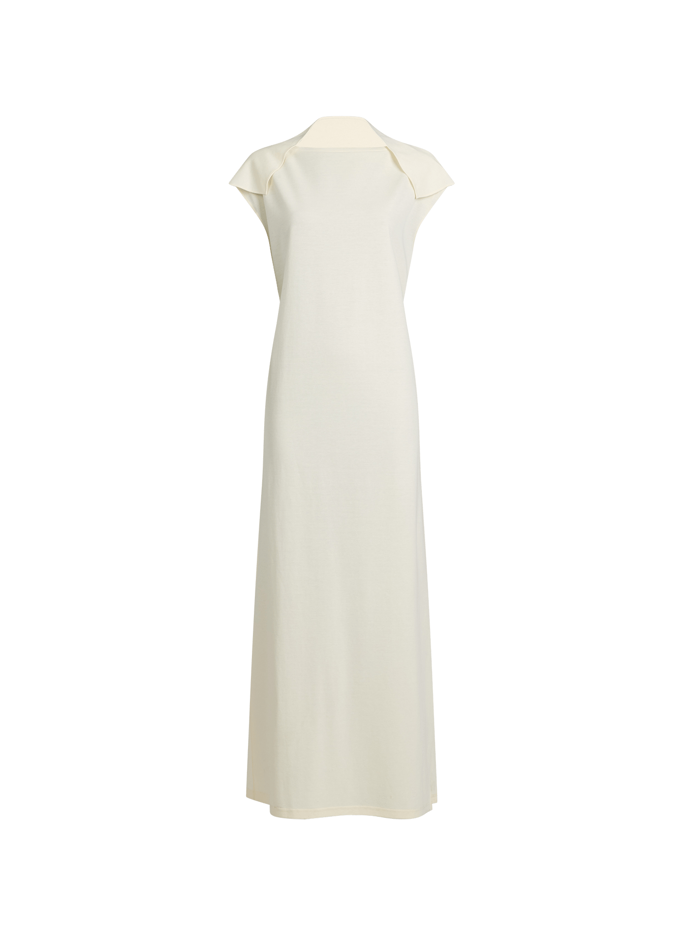 Long square-neck cotton blend dress VIKTORIA CHAN Beige