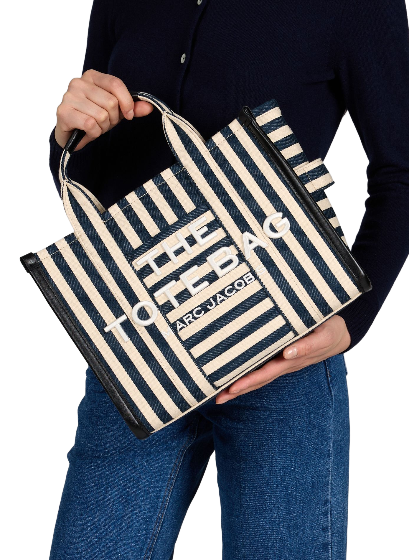 The Medium tote striped tote bag MARC JACOBS Blue