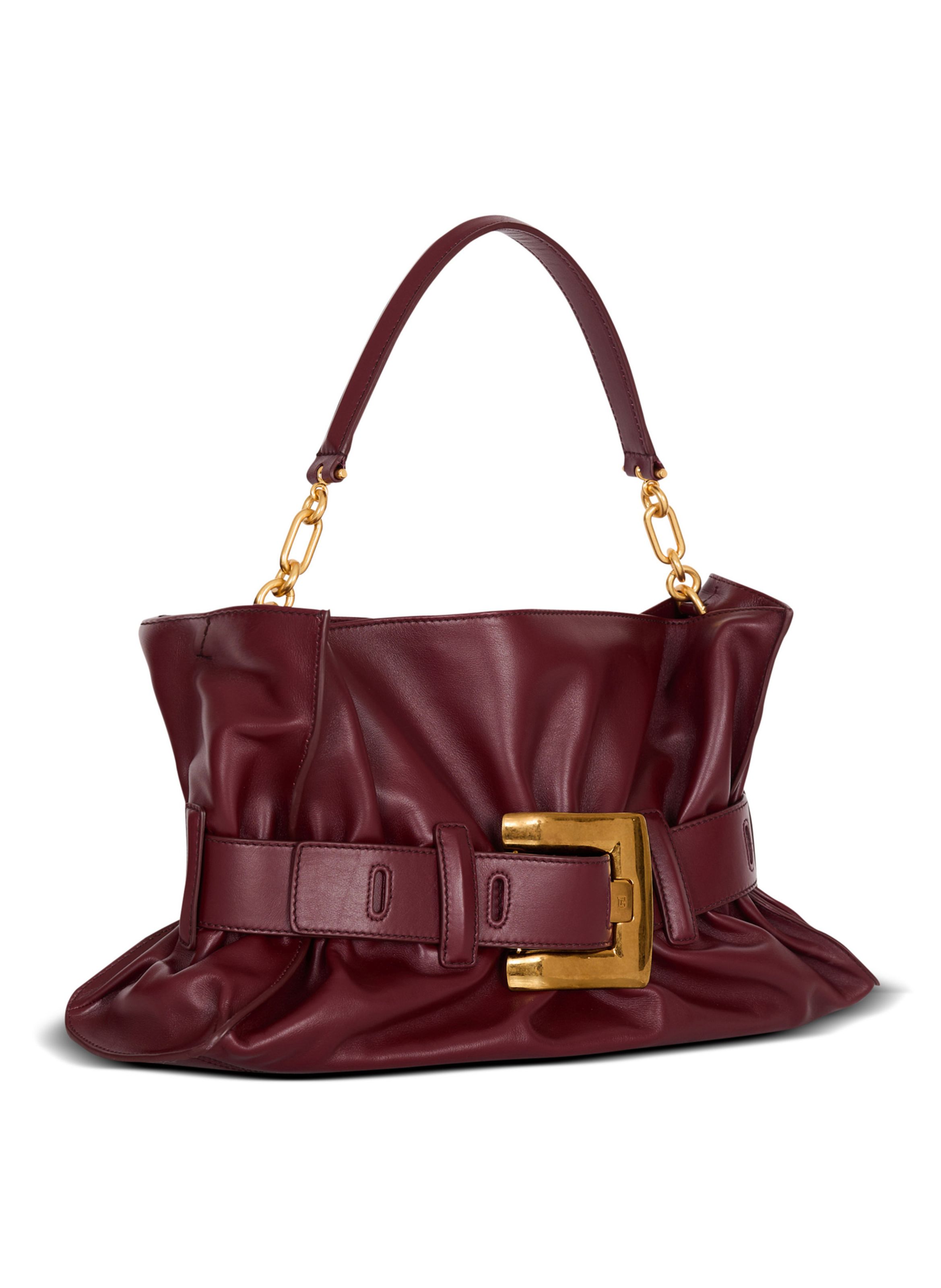 Sac anthem medium en cuir BALMAIN Marron