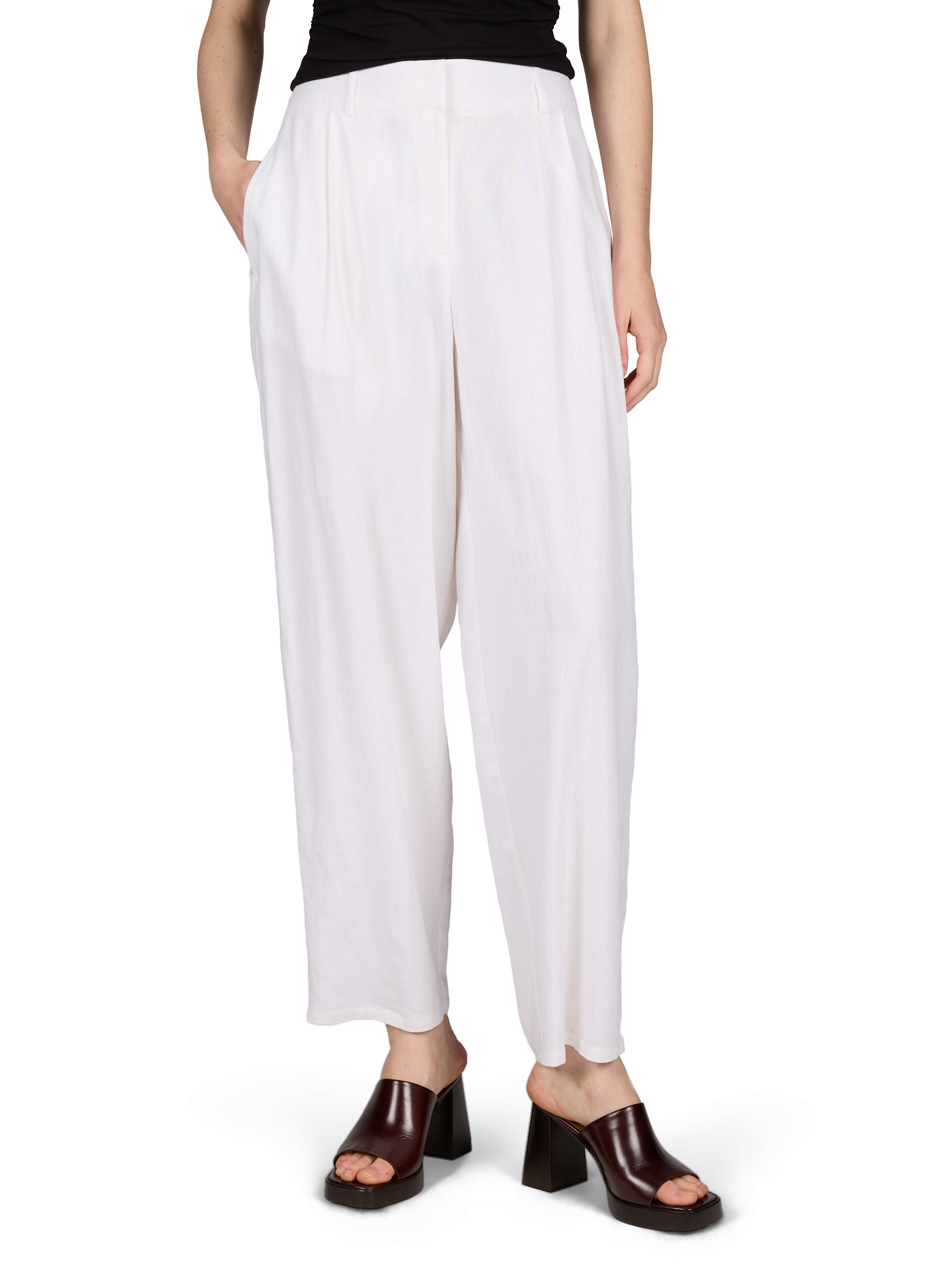 Solid linen blend trousers TOPSHOP Grey