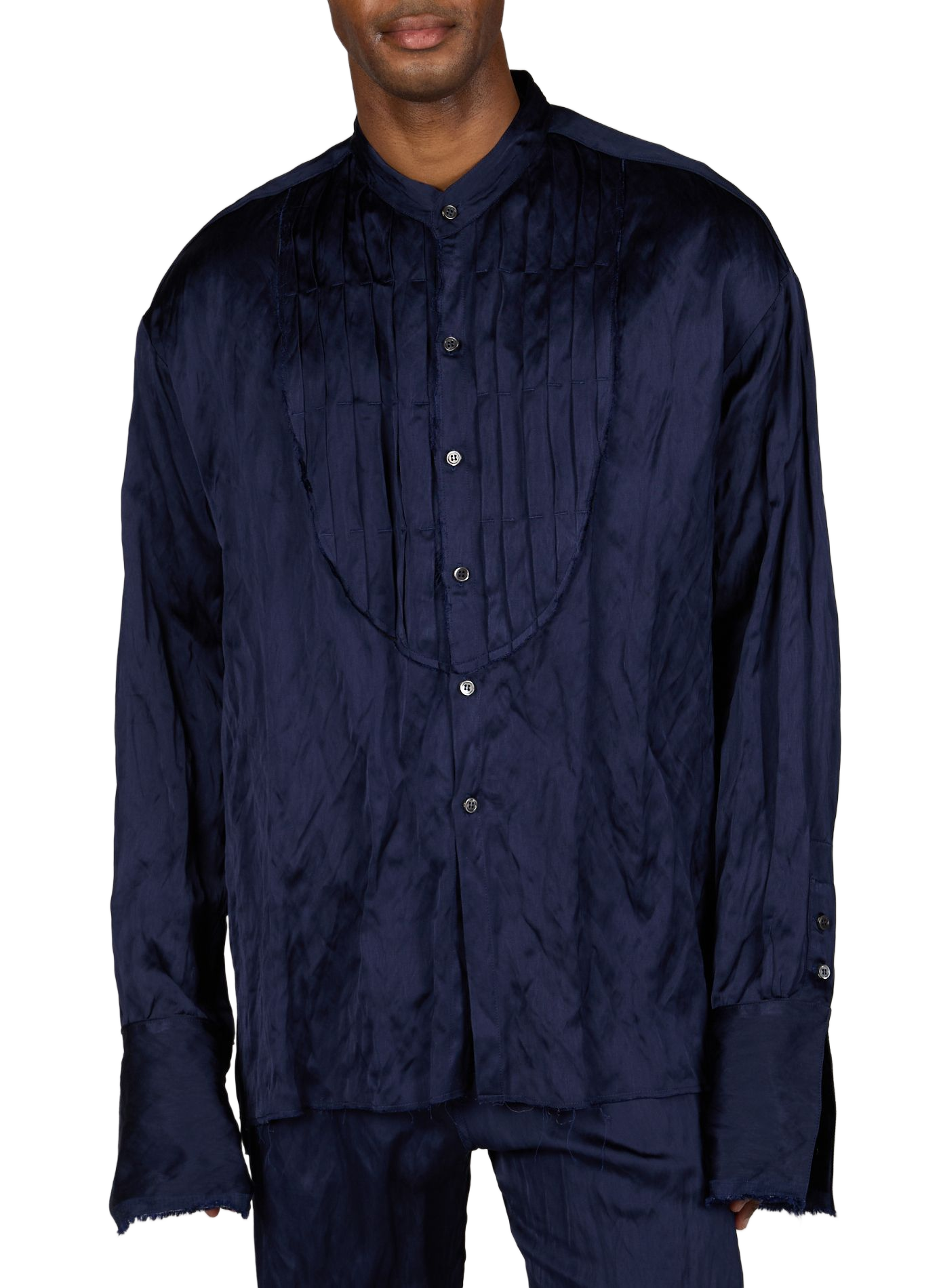 Chemise satinée à manches longues | Bleu 424 Homme