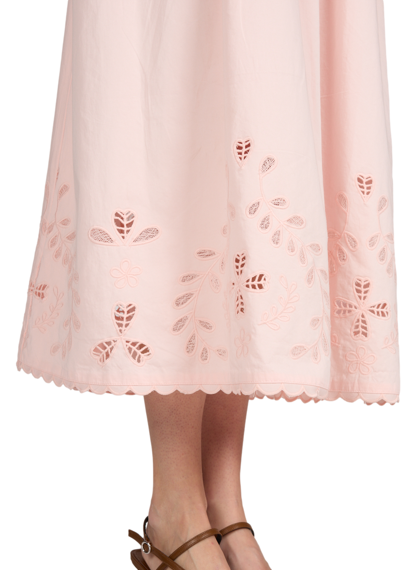 Long cotton embroidered dress BERENICE Pink