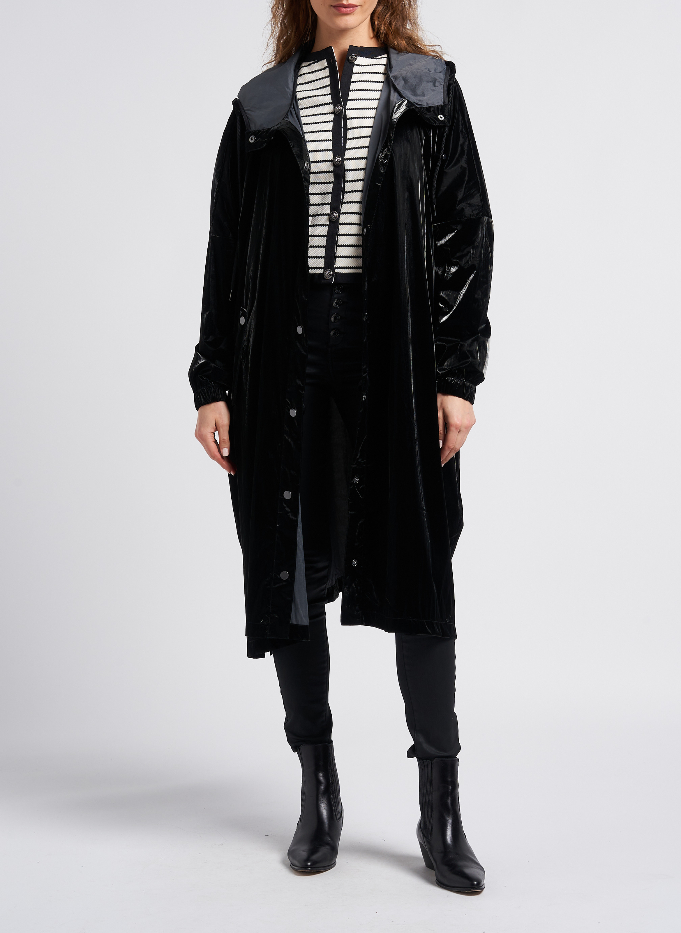 Jean enduit skinny taille haute en coton mélangé nina IKKS Noir
