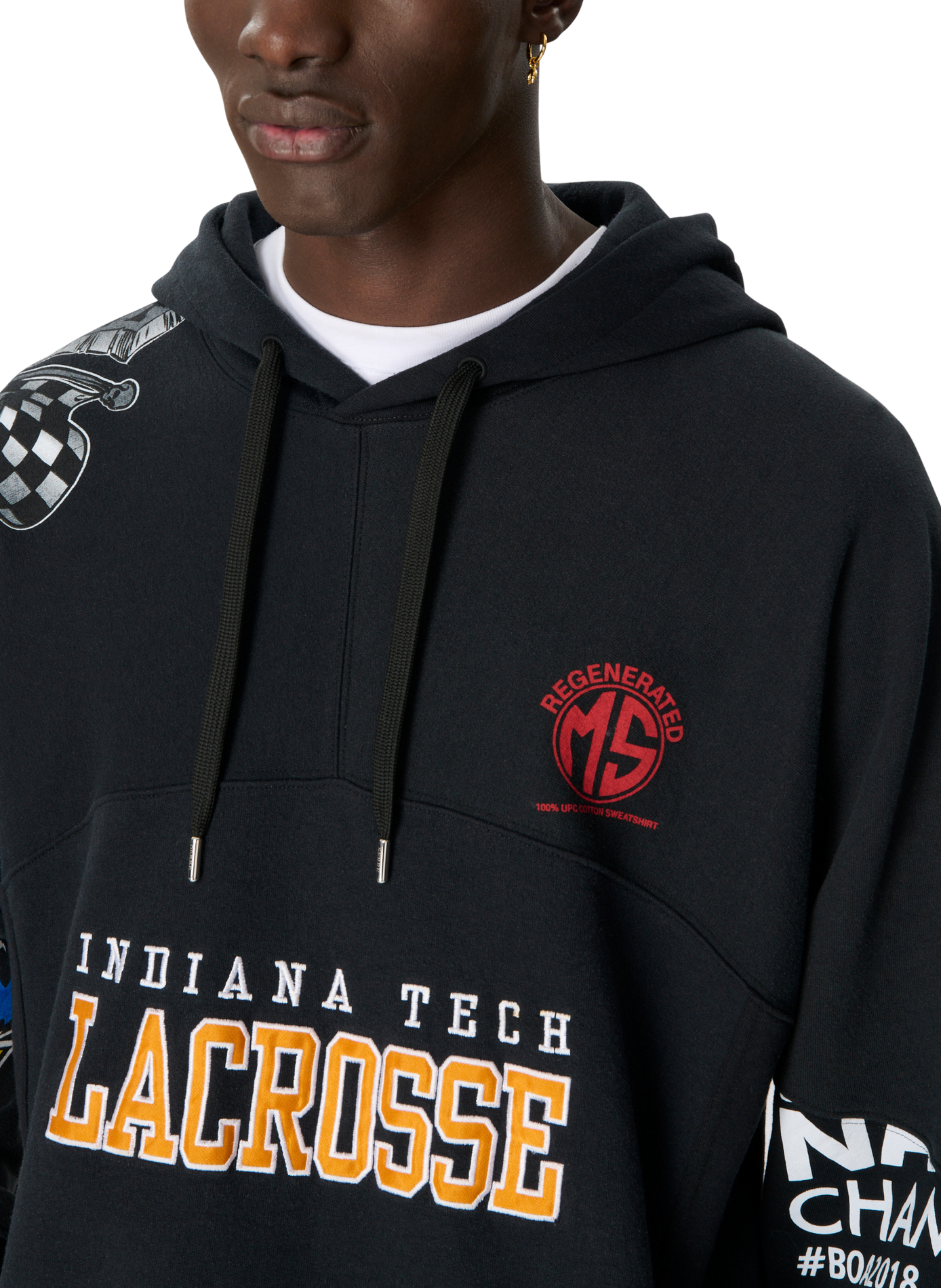 Hoodie graphique en jersey regenerated unisexe MARINE SERRE Noir
