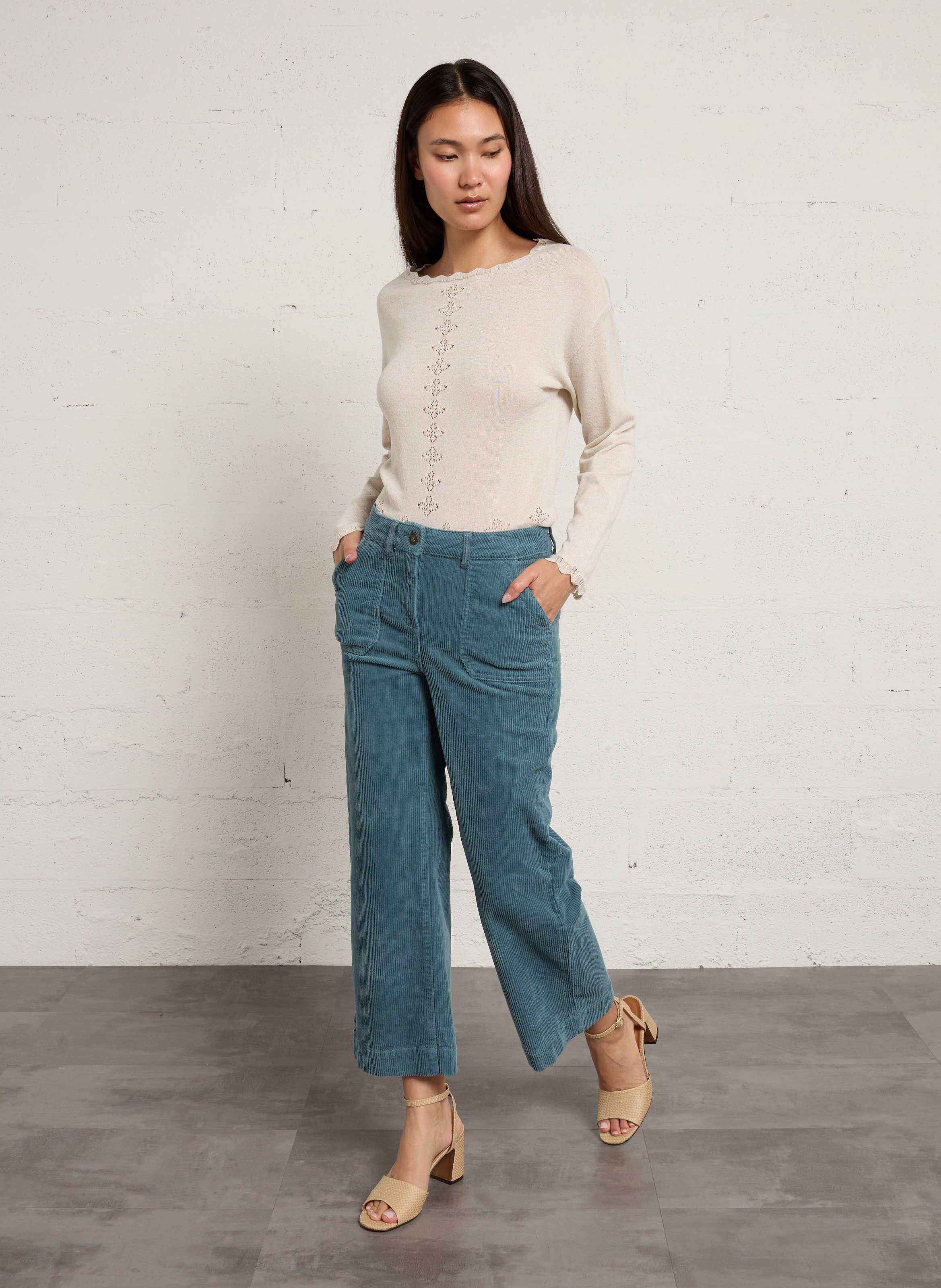 Pantalon droit en coton mélangé selyna MAISON 123 Bleu