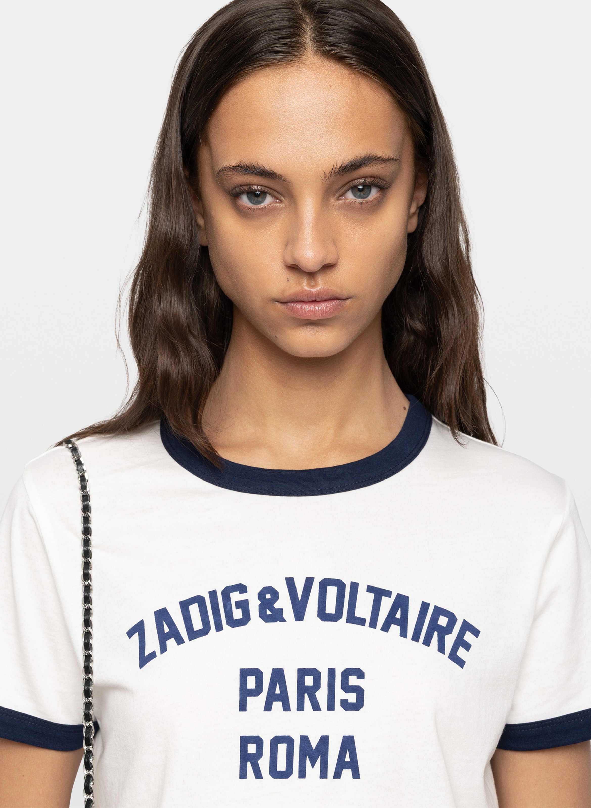 Tee-shirt droit col rond imprimé en coton bio woos ZADIG&VOLTAIRE White