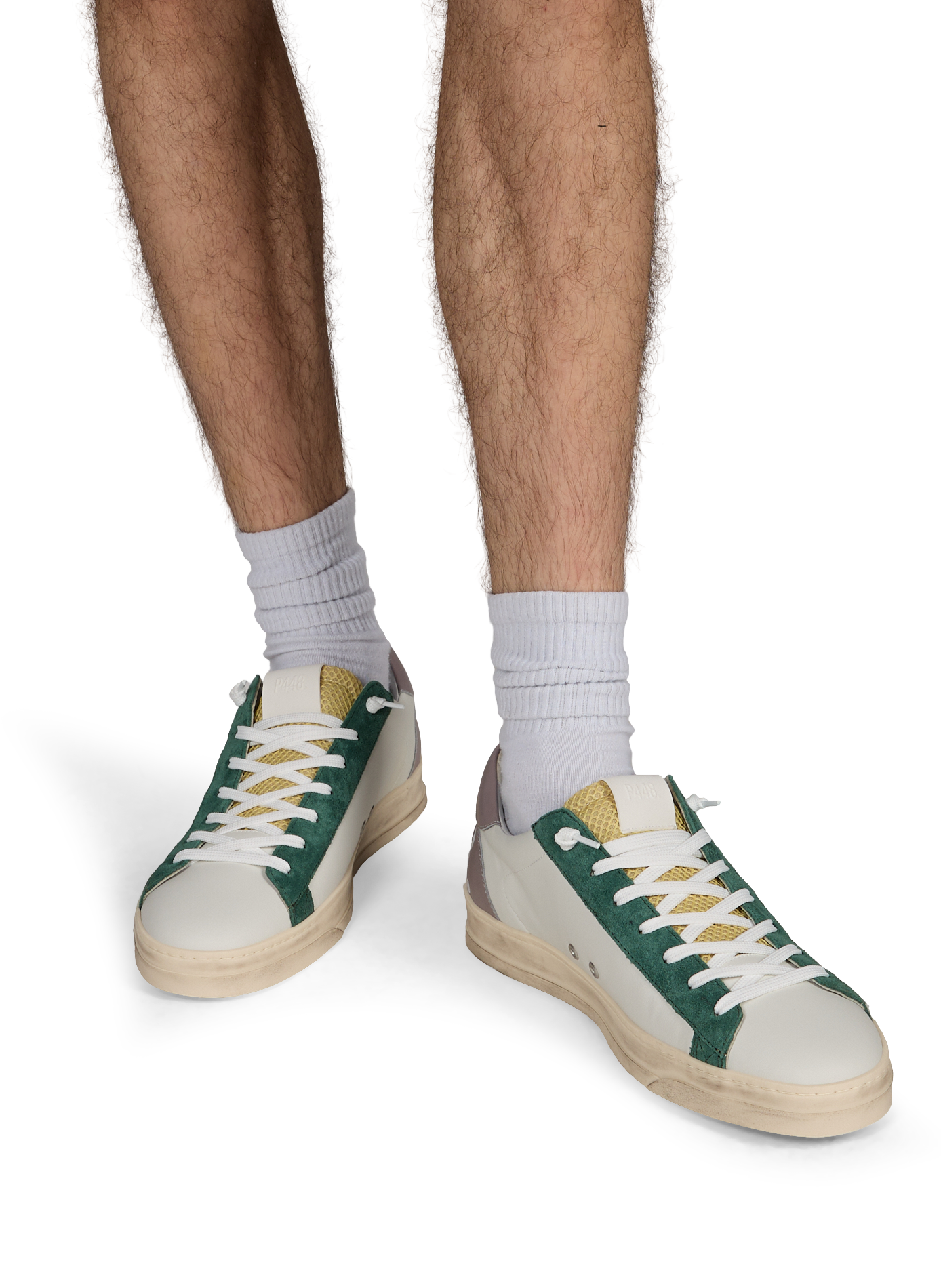 Sneakers with contrasting leather stripes P448 White