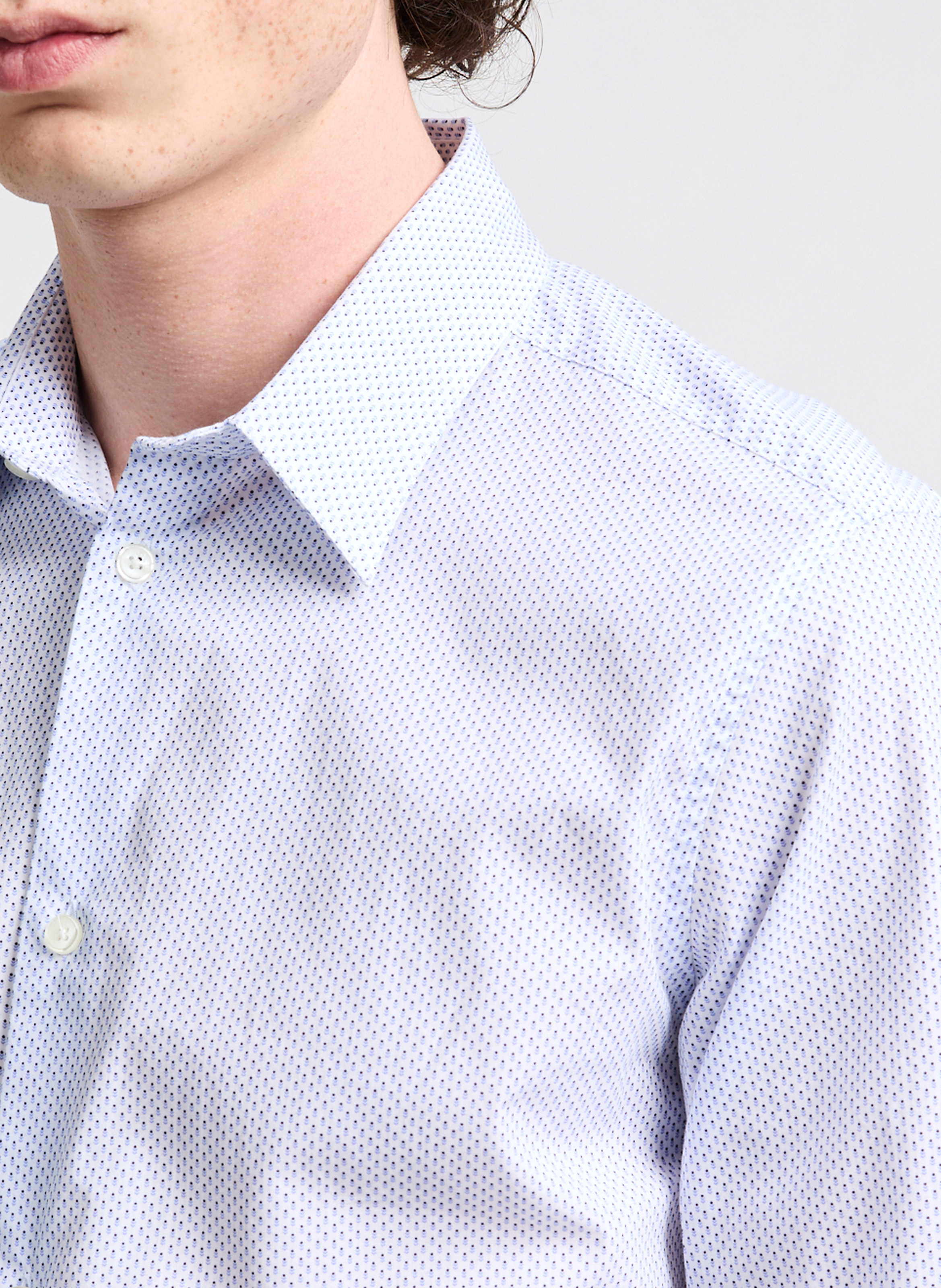Chemise à motif en coton  AU PRINTEMPS PARIS Bleu
