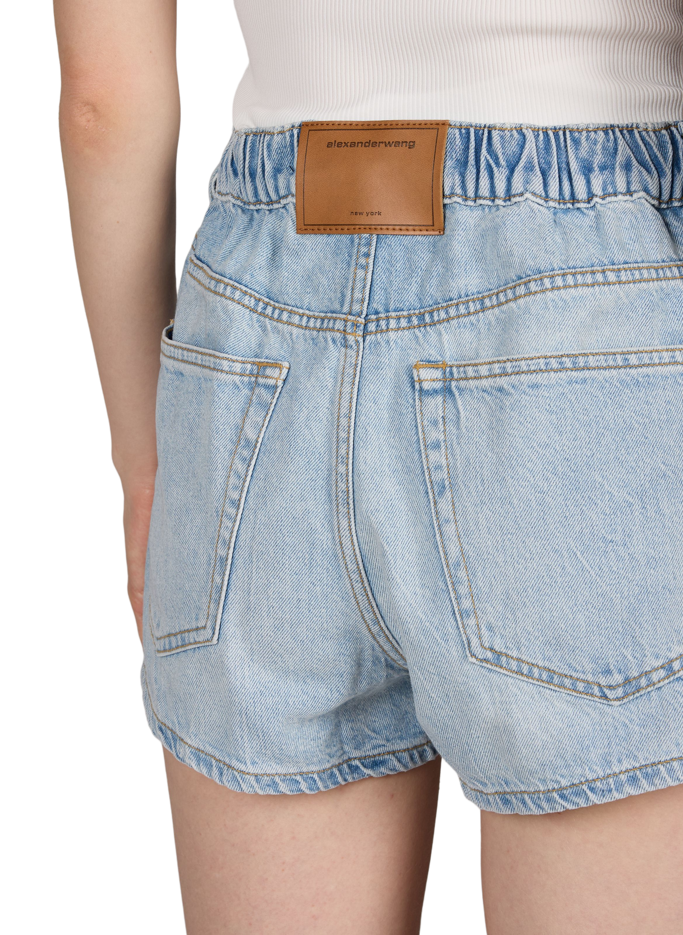 Short metallic-link cotton marathon shorts ALEXANDER WANG Blue