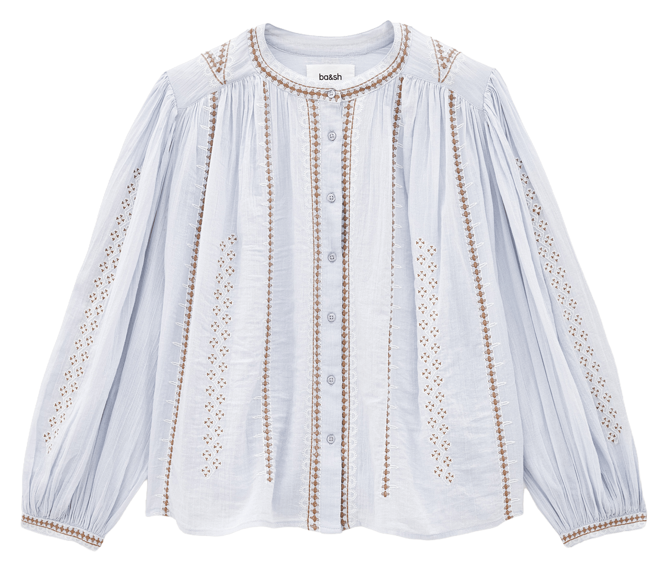 Oversized blouse met ronde hals en geborduurd katoen mona. BA&SH Blauw