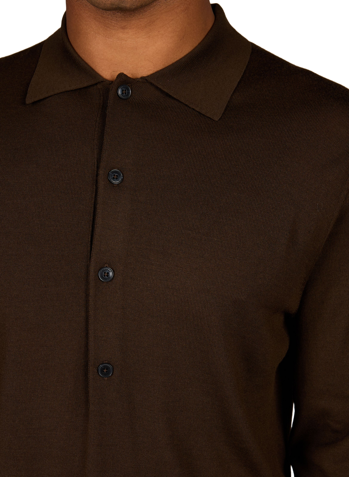 Pull col boutonné en laine CLOSED Marron