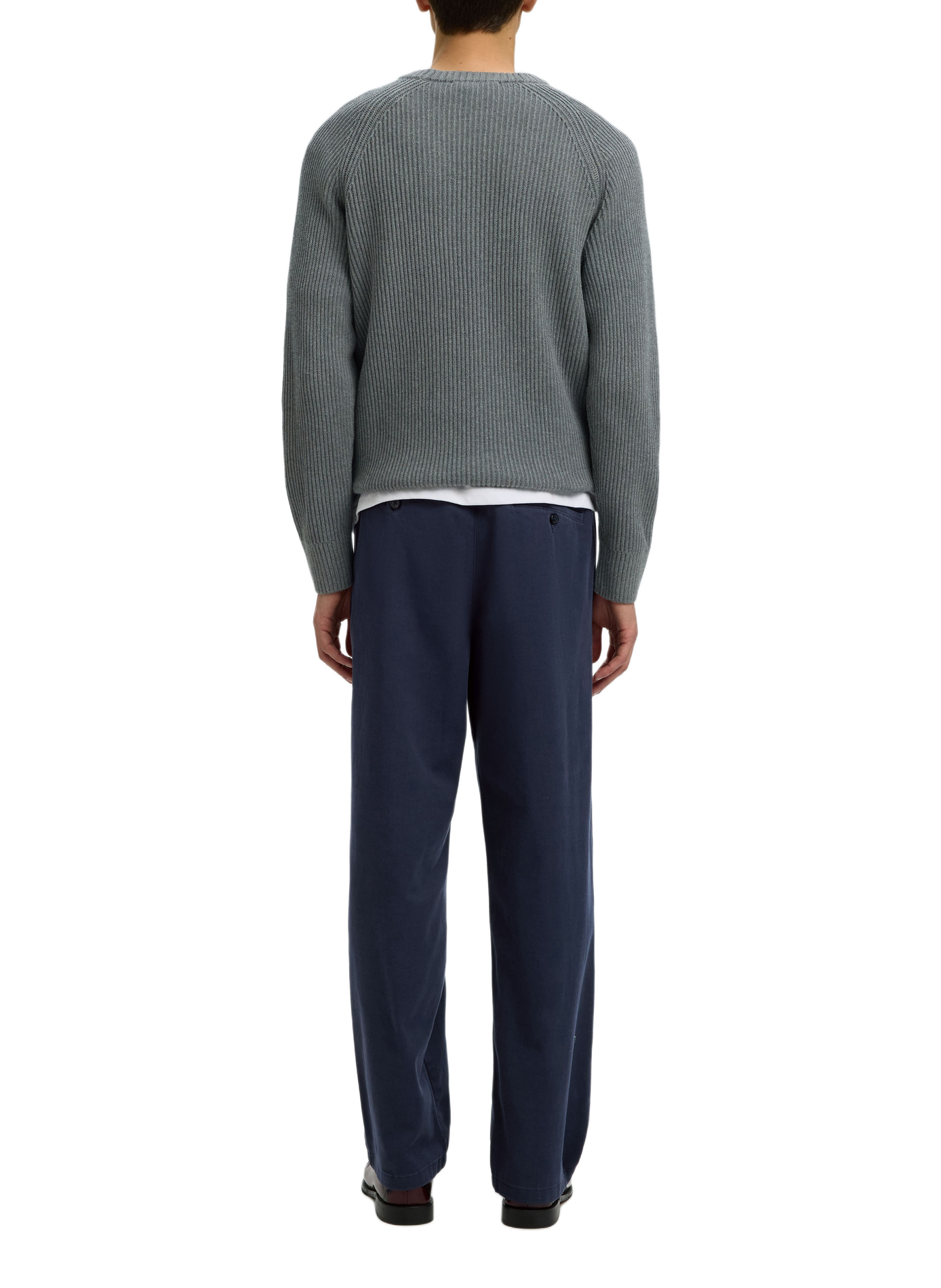 Pantalon droit en coton mélangé SELECTED Bleu