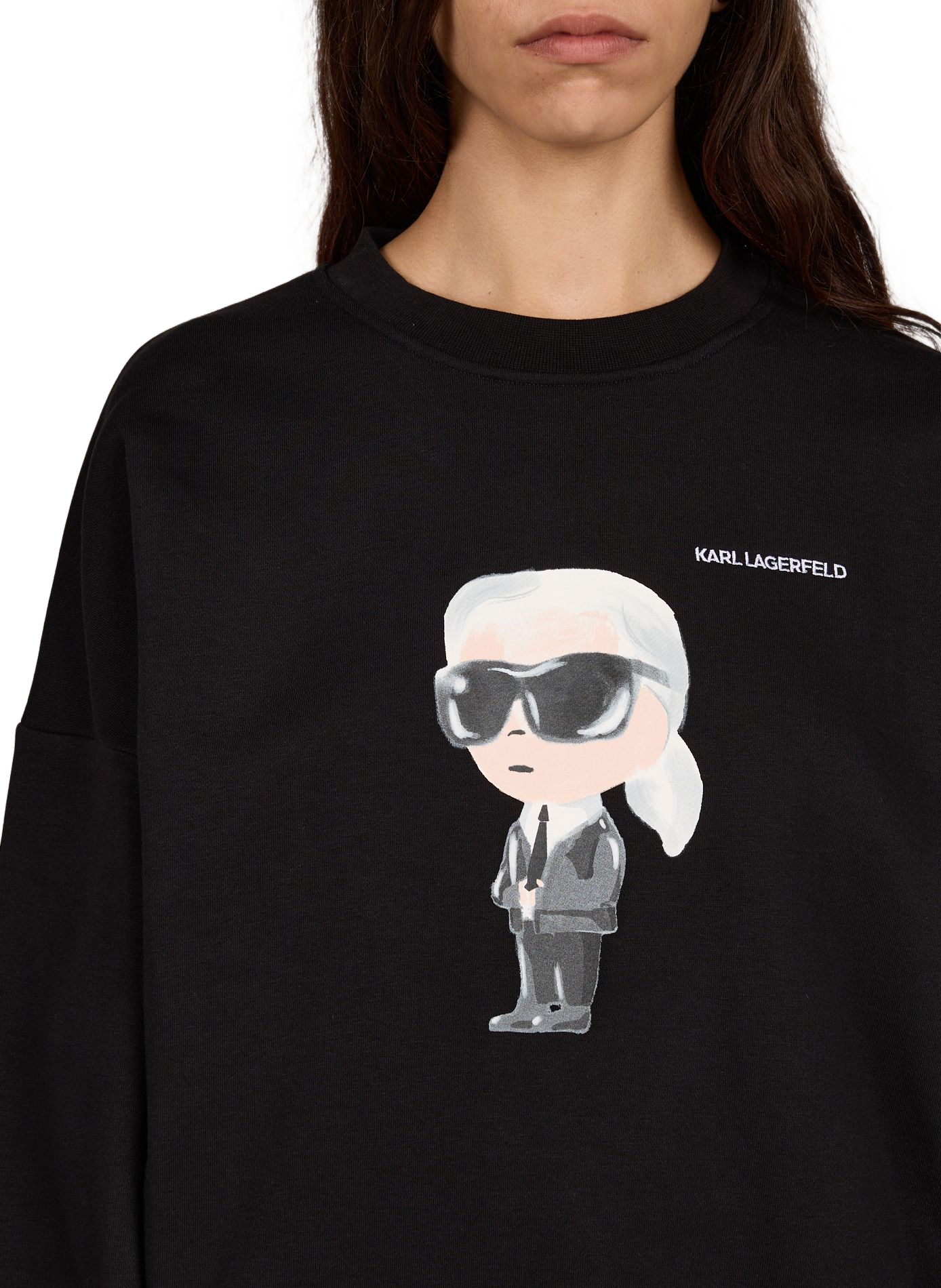 Round-neck sweatshirt in mixed cotton. KARL LAGERFELD Black
