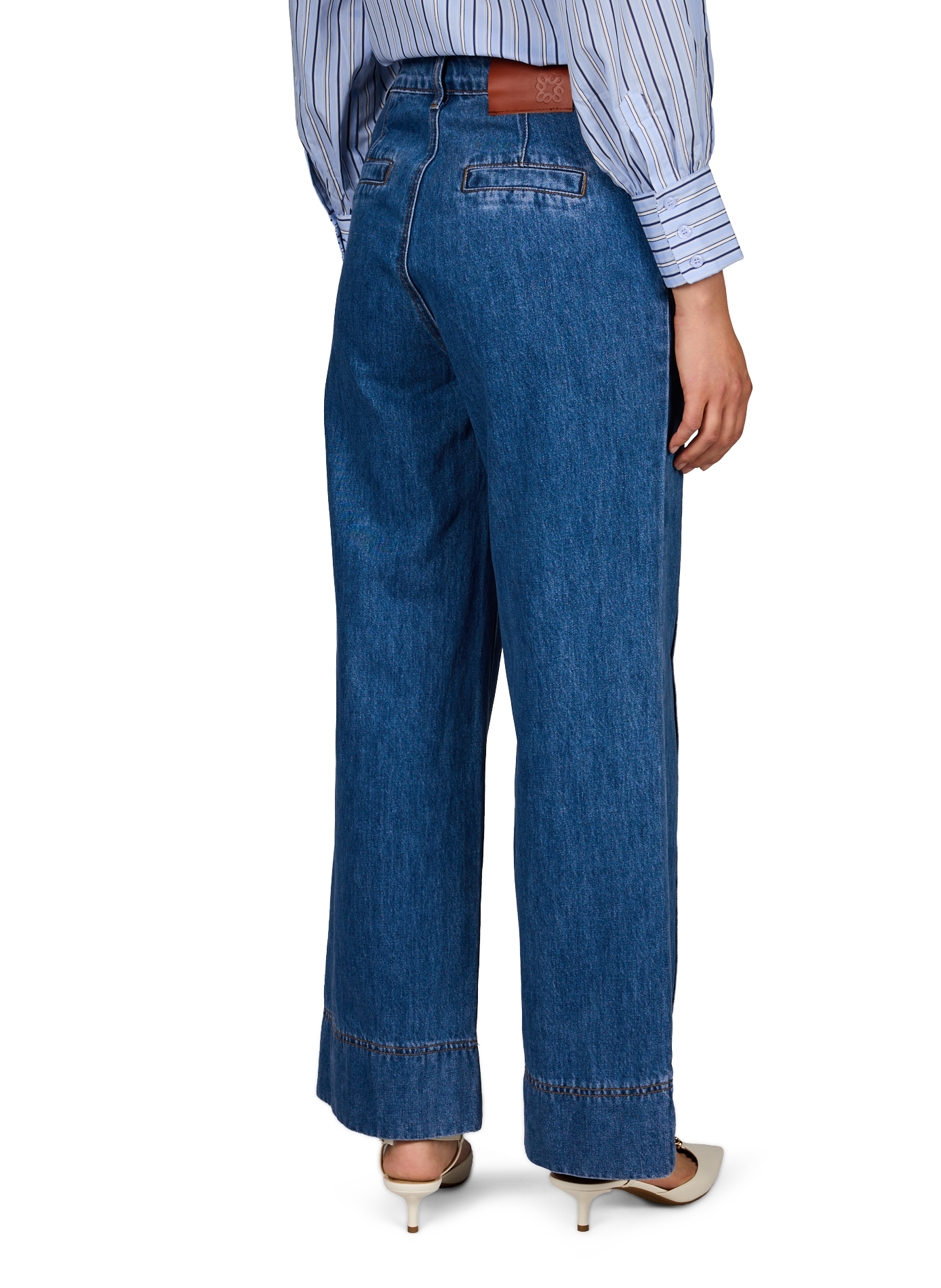 Hoch sitzende Flare-Jeans aus Baumwolle SUNCOO Blau
