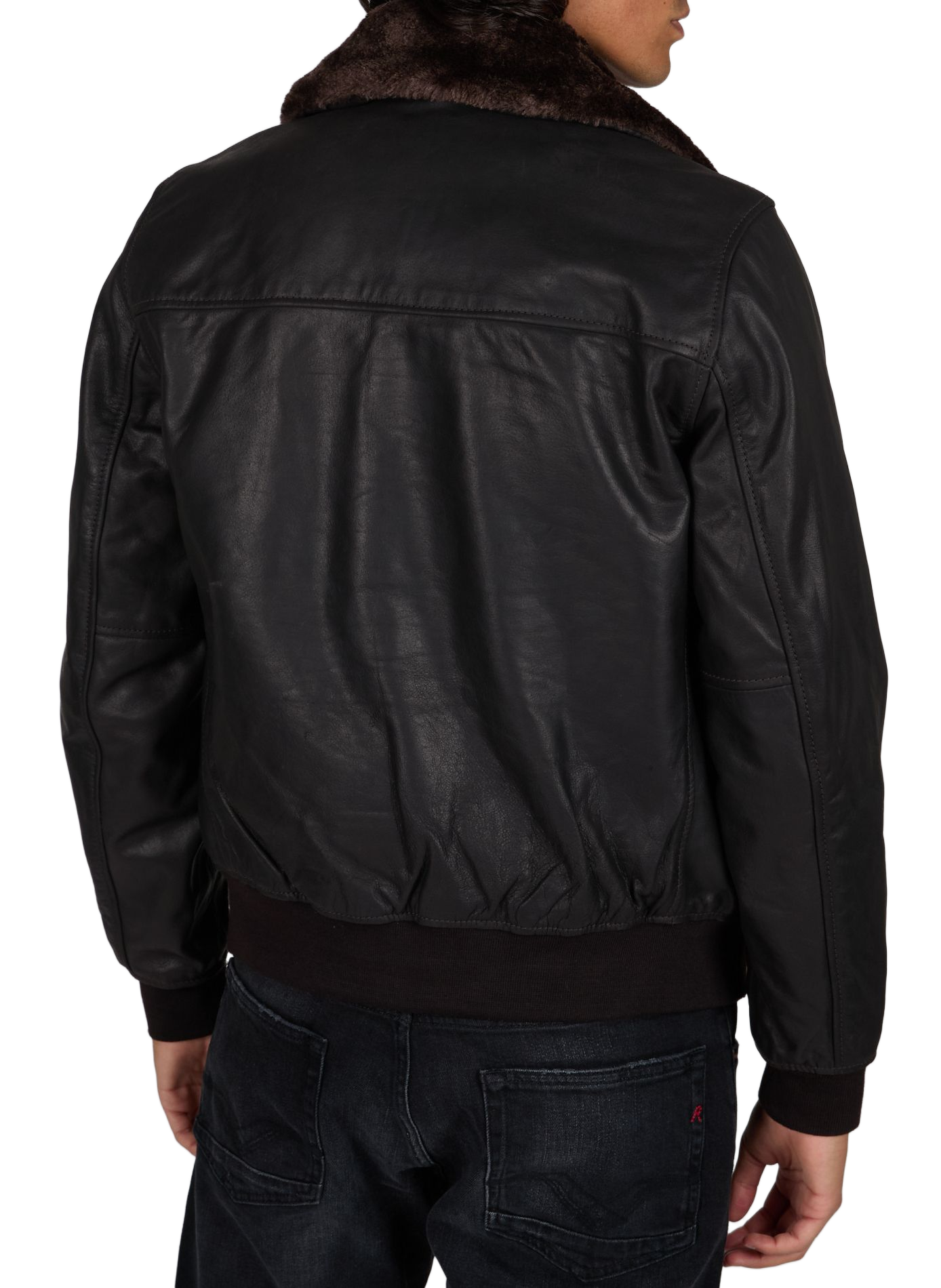 Straight leather jacket SCHOTT Brown