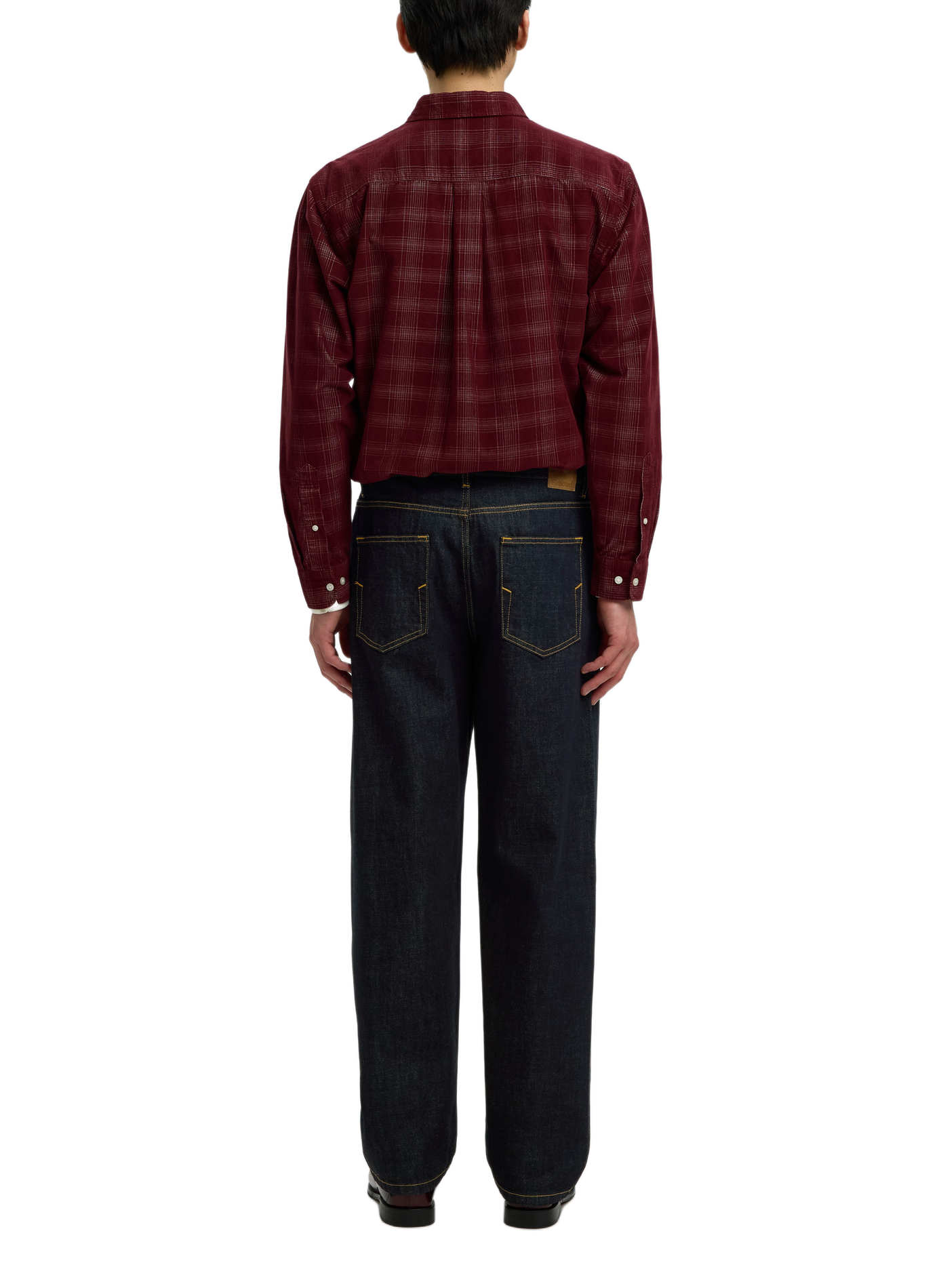 Straight cotton topstitched jeans SELECTED Blue