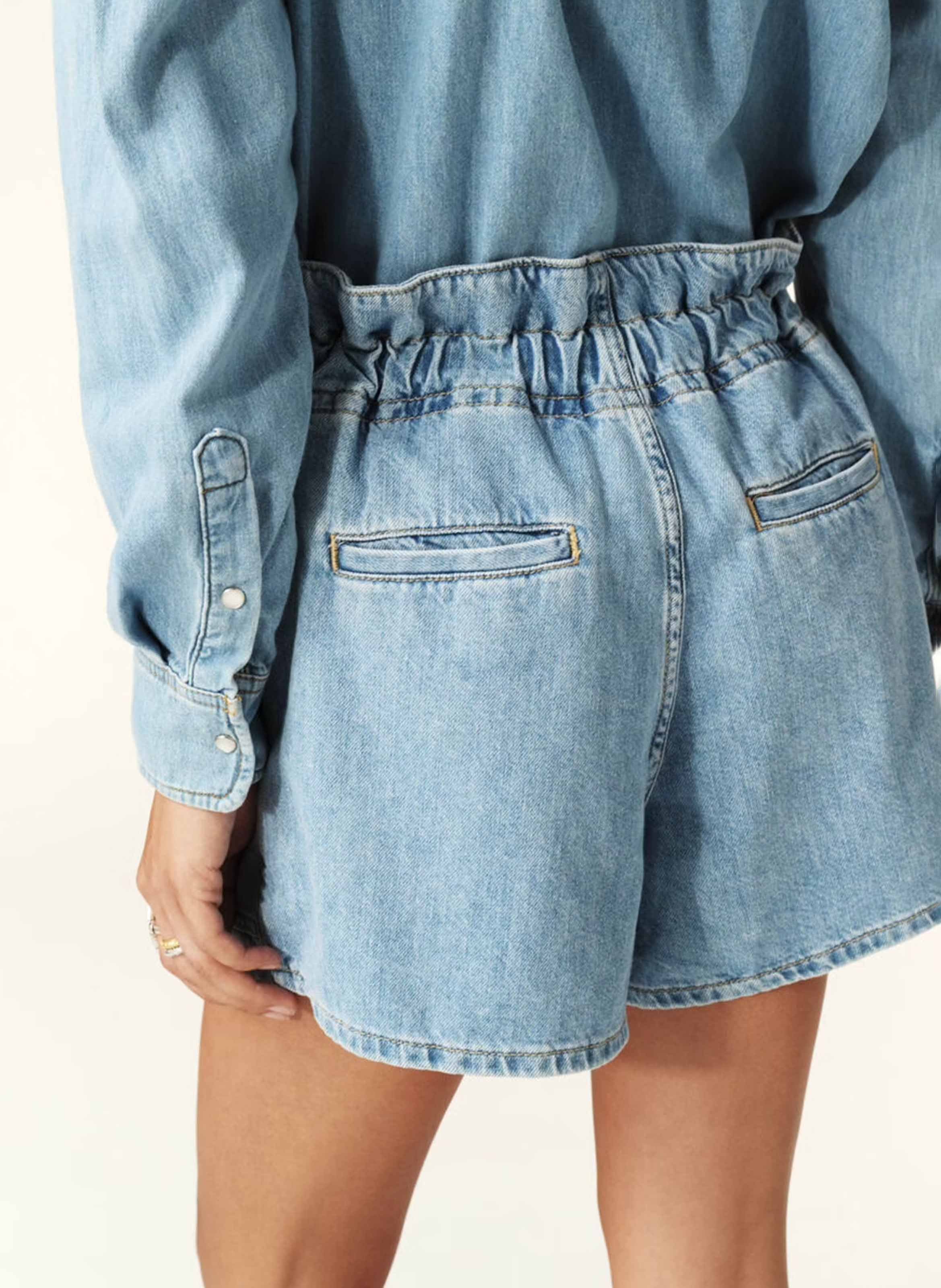 Short large taille haute en coton mabo BA&SH Bleu