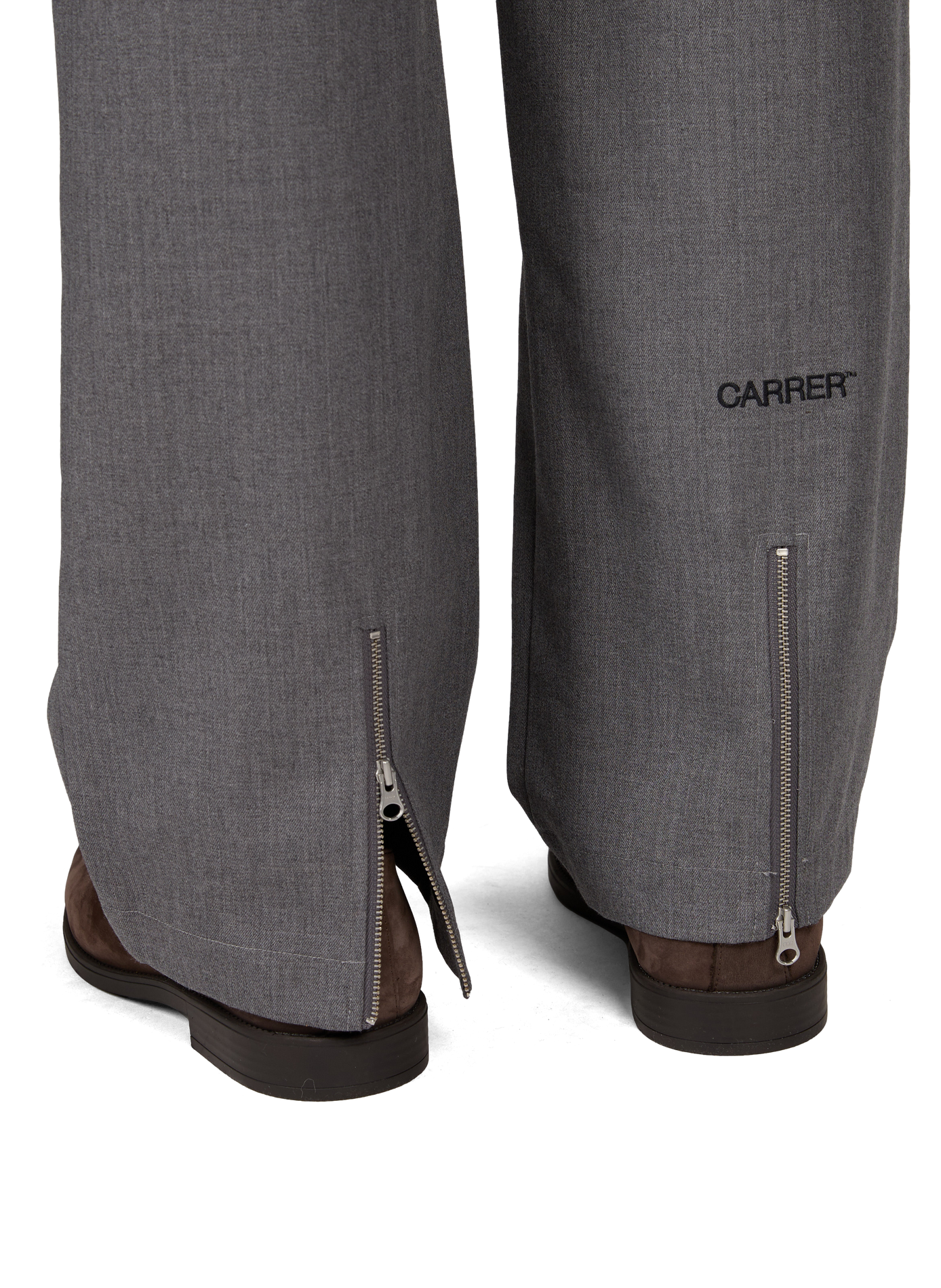 Einfarbige Wide-Leg-Hose aus Wolle CARRER Grau